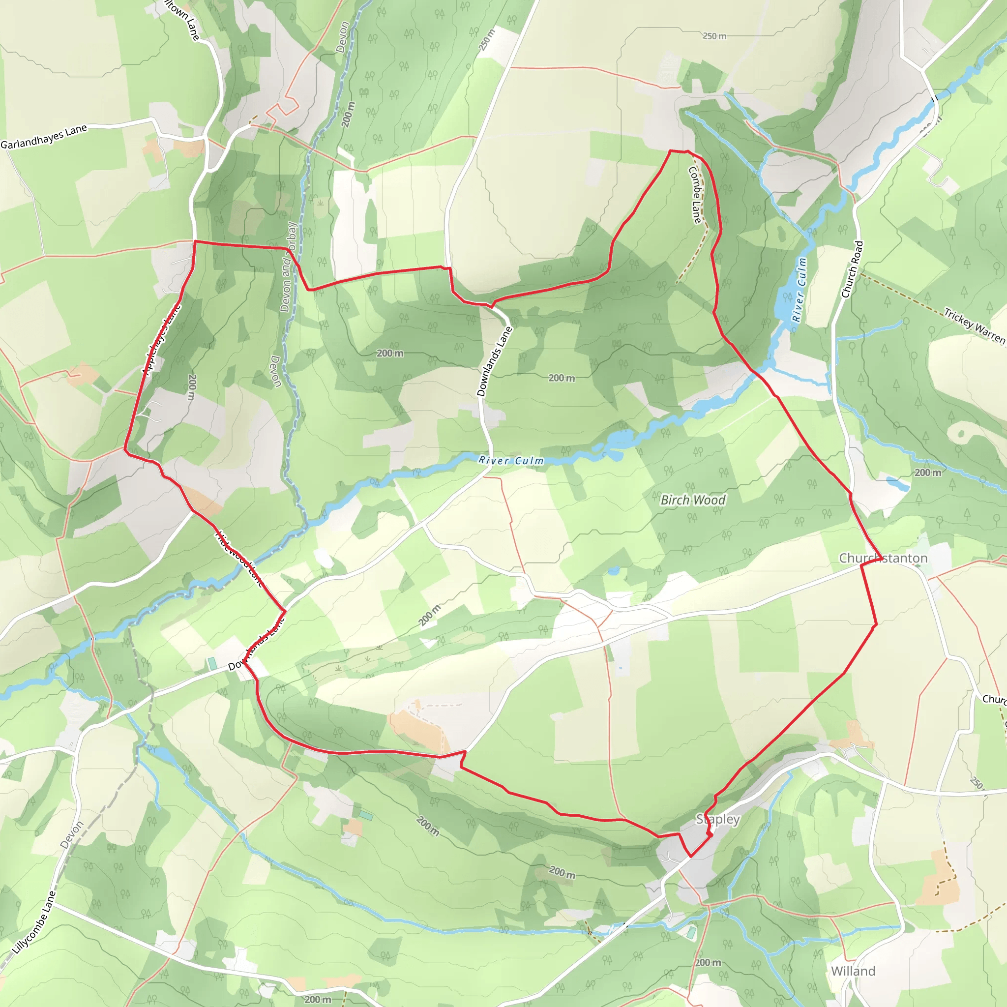 Herepath Trail - Churchstanton Loop mobile static map