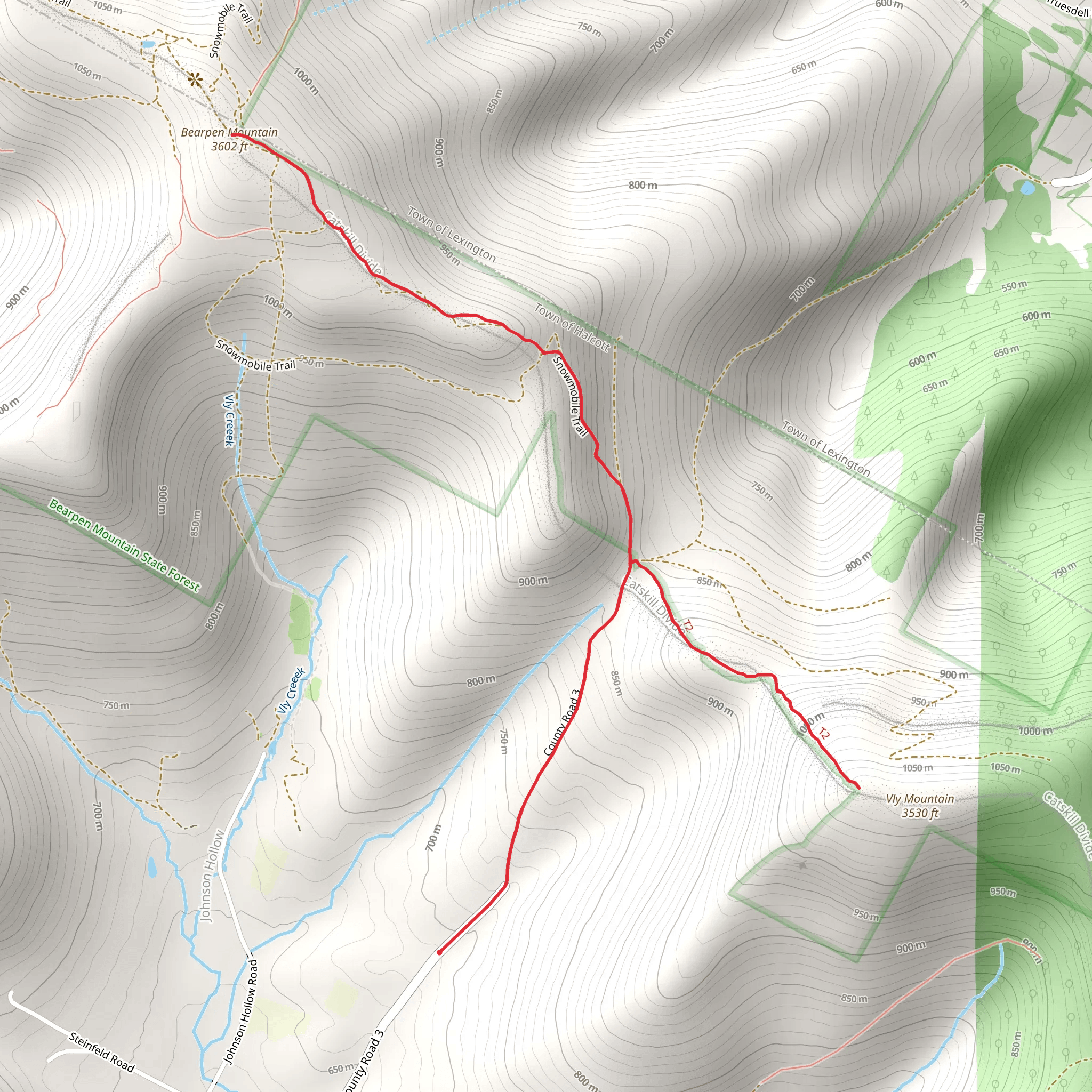 Vly Mountain and Bearpen Mountain Trail mobile static map
