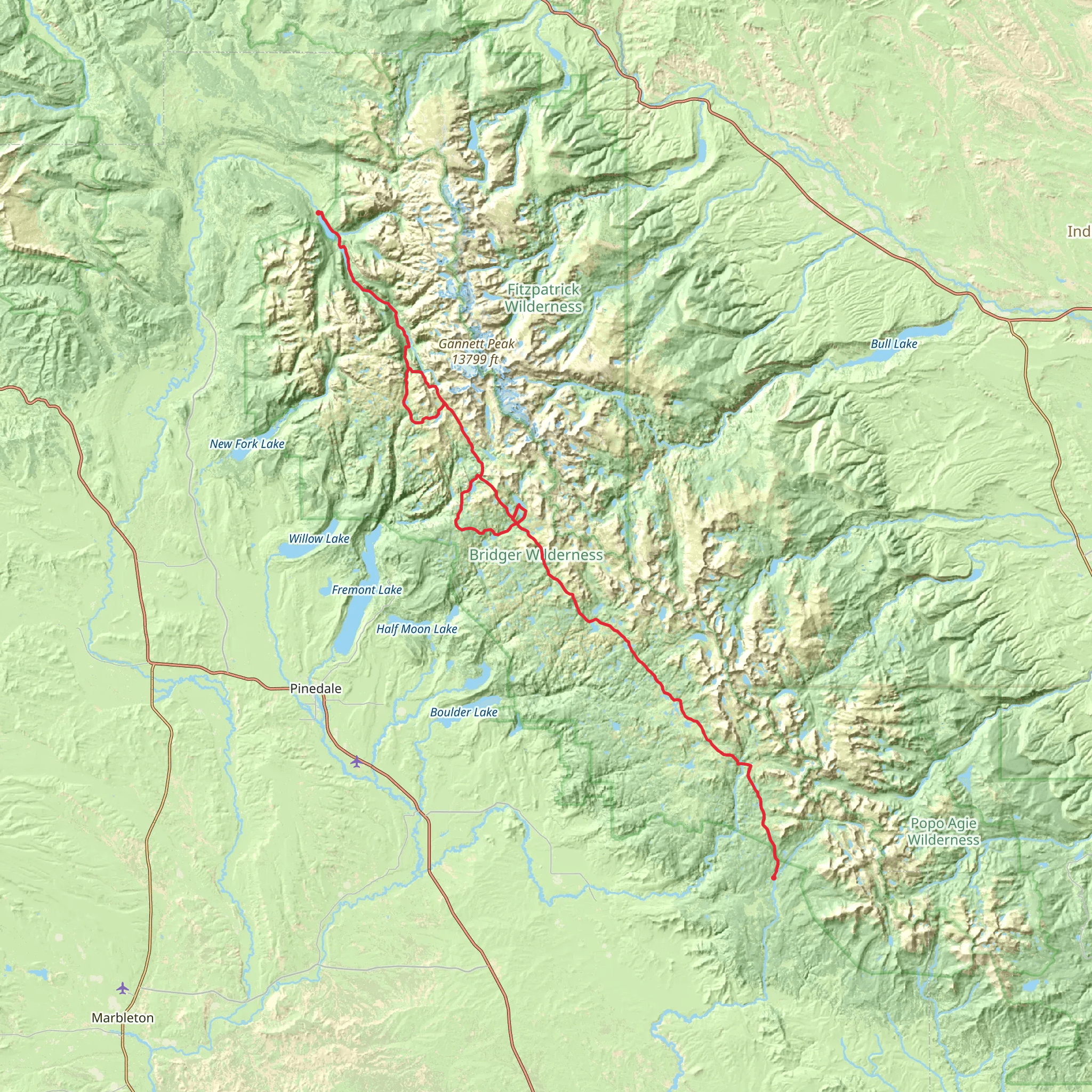 Wind River Highline Traverse mobile static map