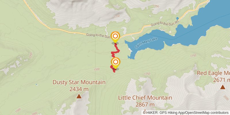Siyeh Pass Loop spur 2 Map