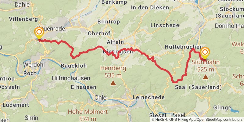 Sauerland-Höhenflug Wanderweg stage 2 Map