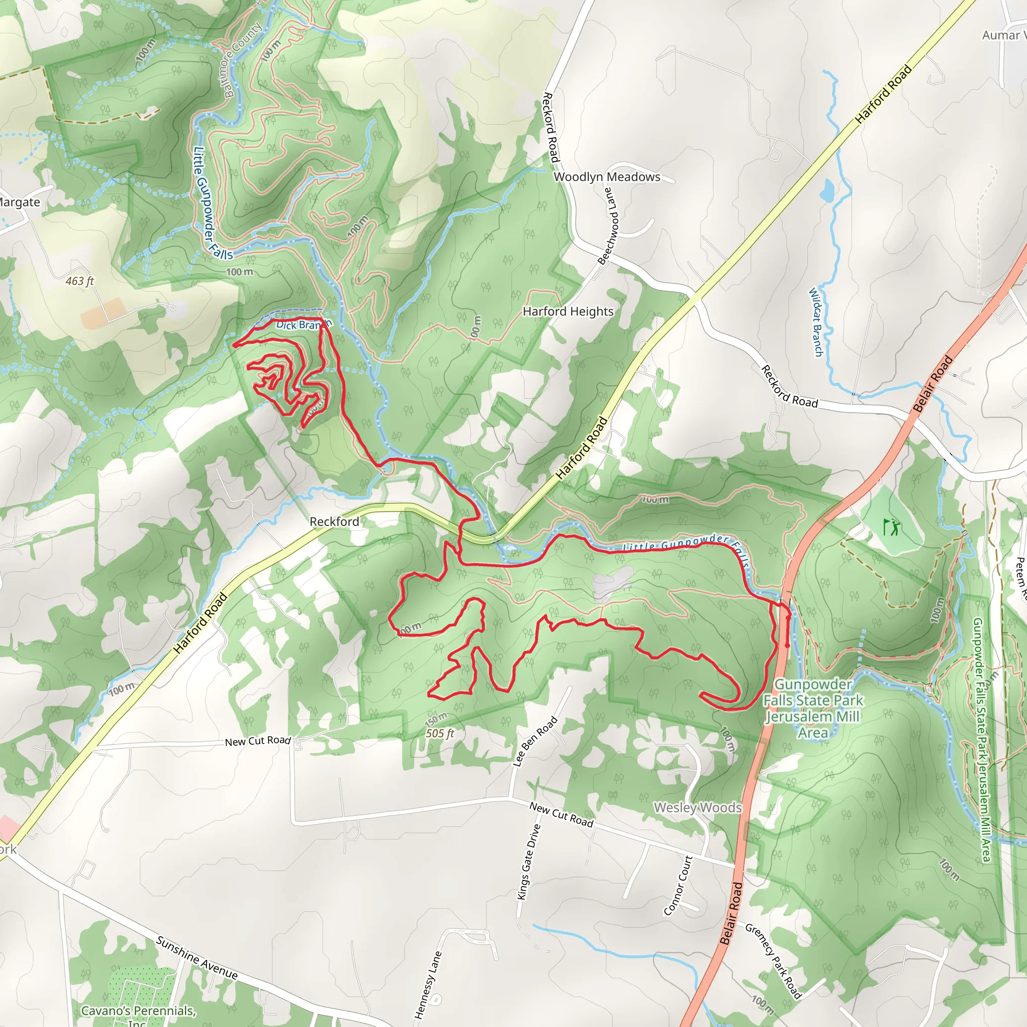 Quarry, Winterfell, Game of Trails and Little Gunpowder Loop Trail mobile static map