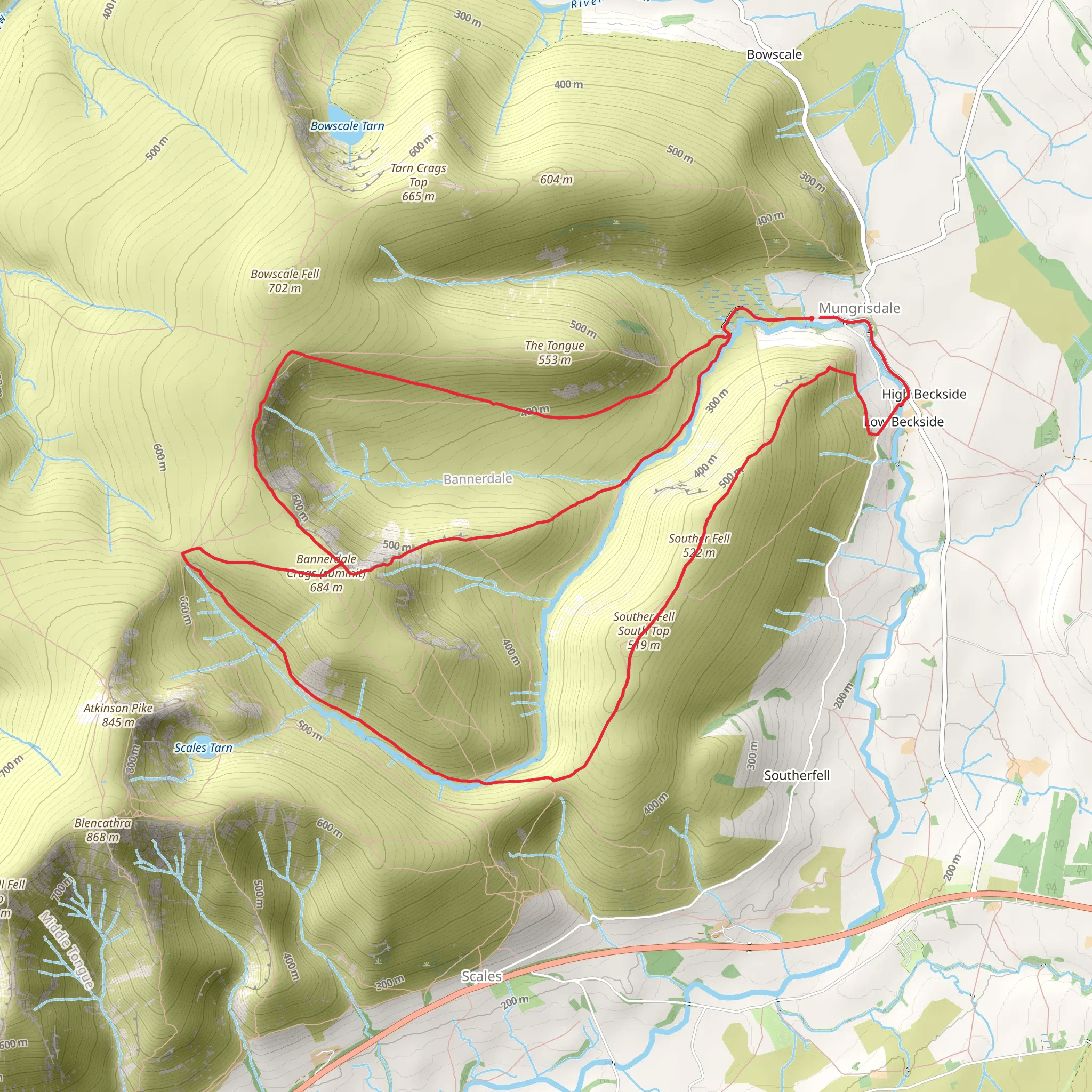 Bannerdale Crags and Souther Fell Loop mobile static map
