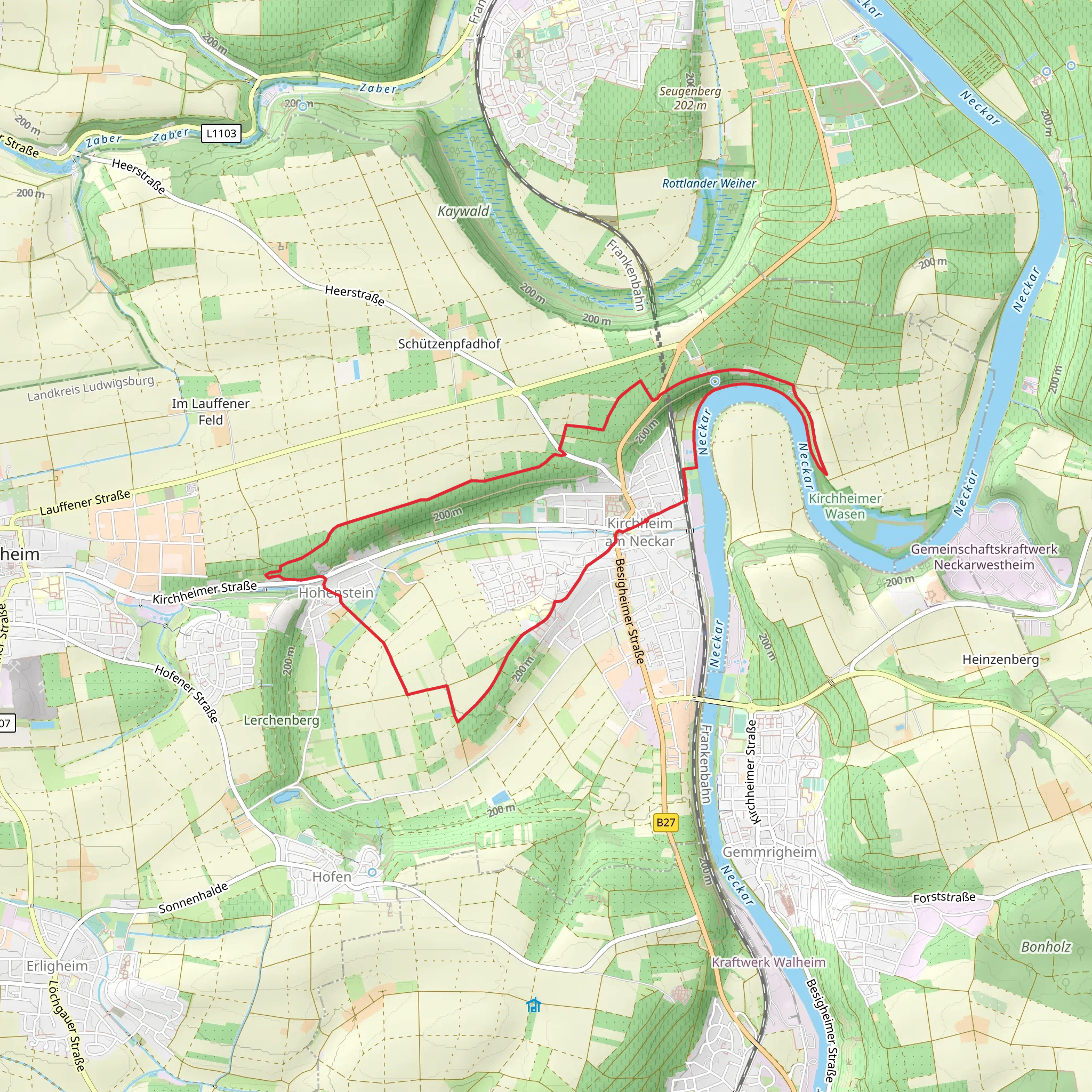 Weinterrassen and Kirchheimer Wanderweg mobile static map