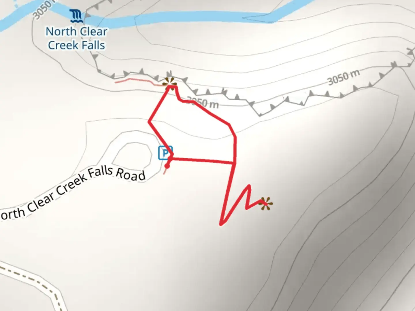 An image depicting the trail Clear Creek Road Loop and its surrounding area.
