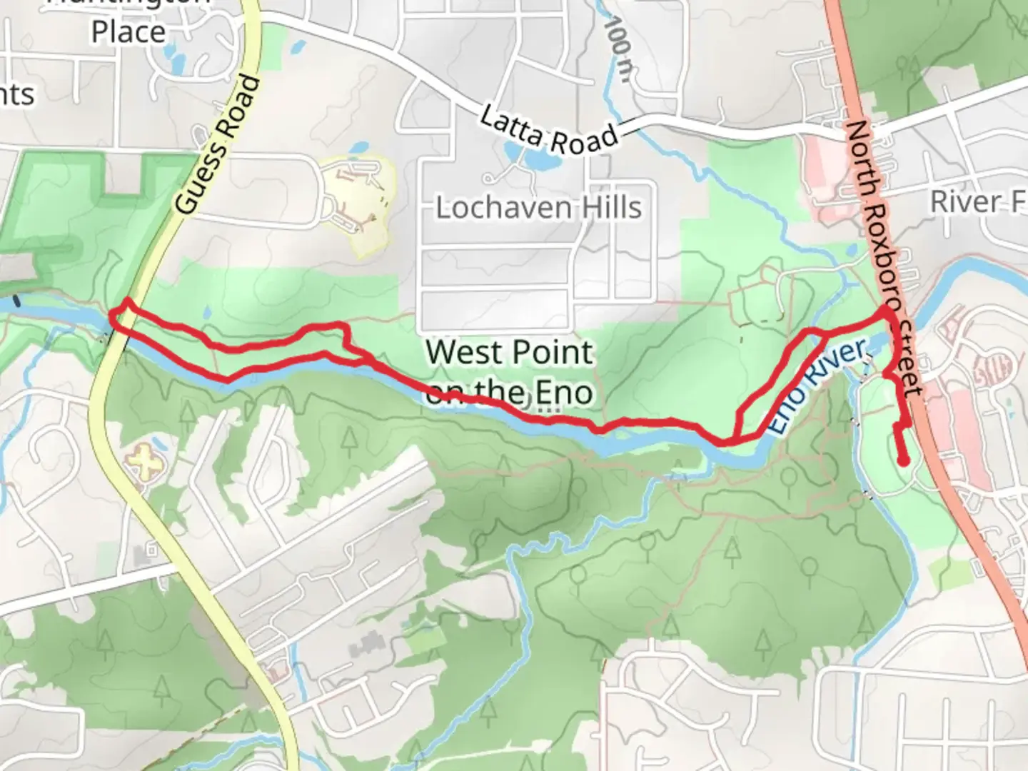 An image depicting the trail West Point on the Eno via Eno River and its surrounding area.