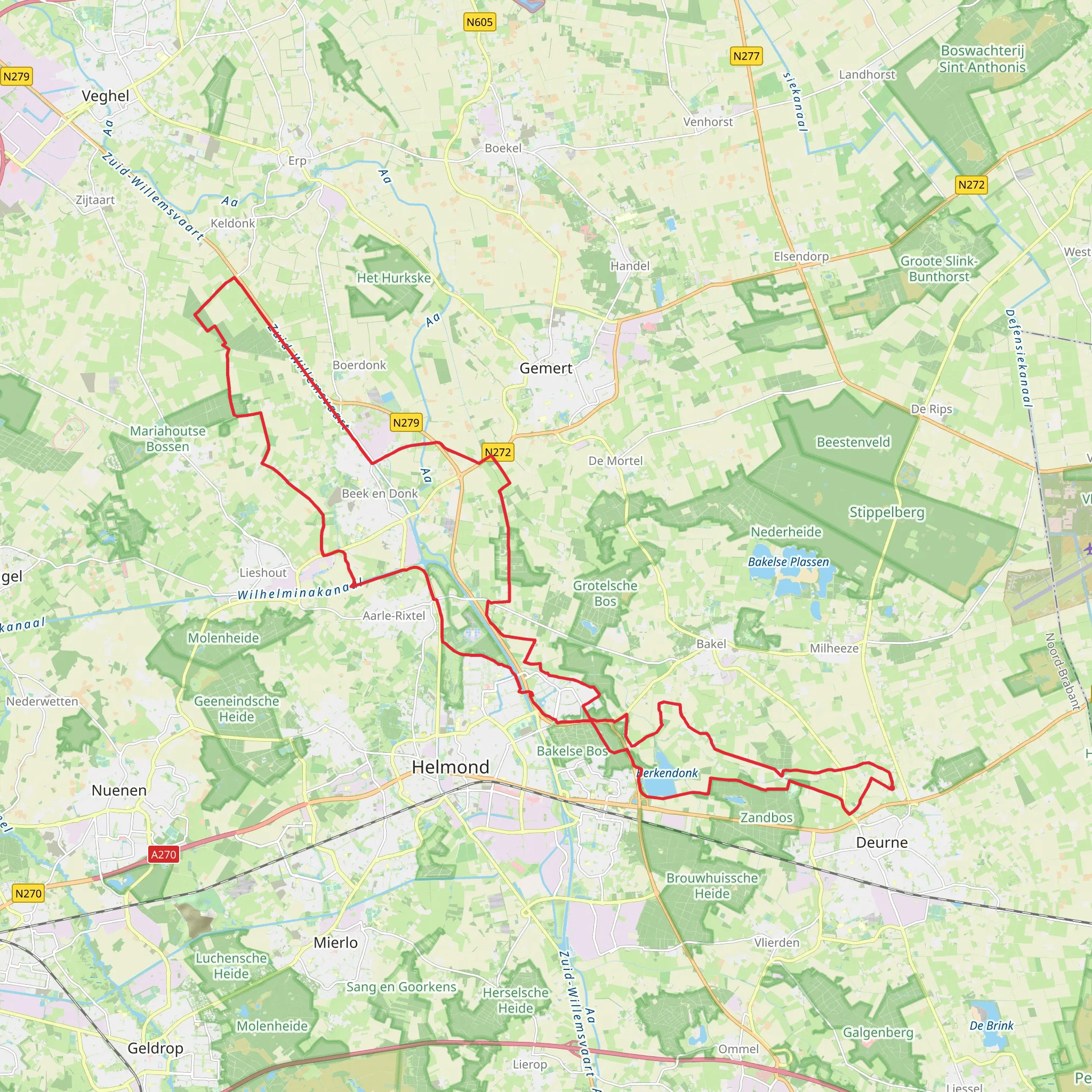 Berkendonk, Lekerstraat and Peeteindseweg Loop mobile static map
