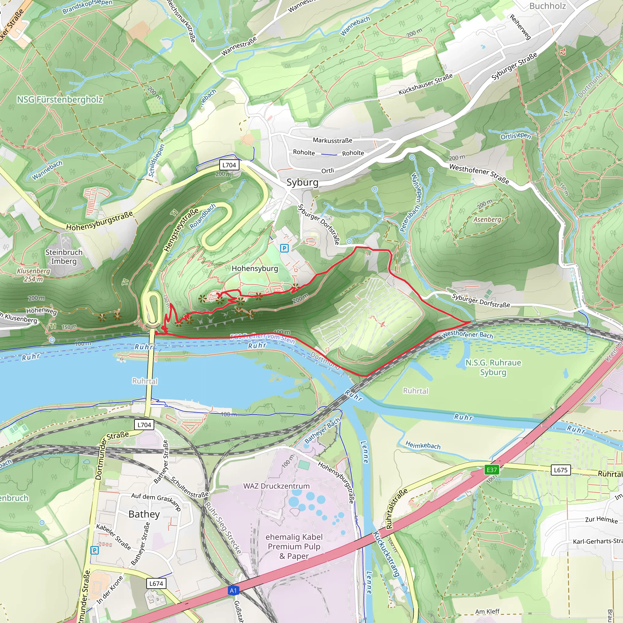 Ruhrtalblick and Ruhr via Ruhrhoehenweg and Hoehlenweg mobile static map