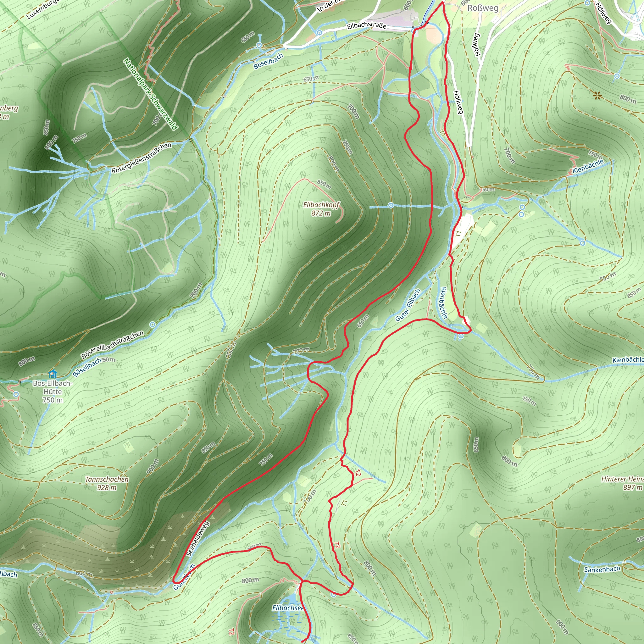 Guter Ellbach and Ellbachsee Loop - Roßweg mobile static map