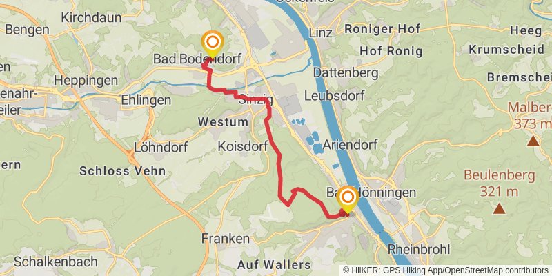 RheinBurgenWeg stage 2 Map