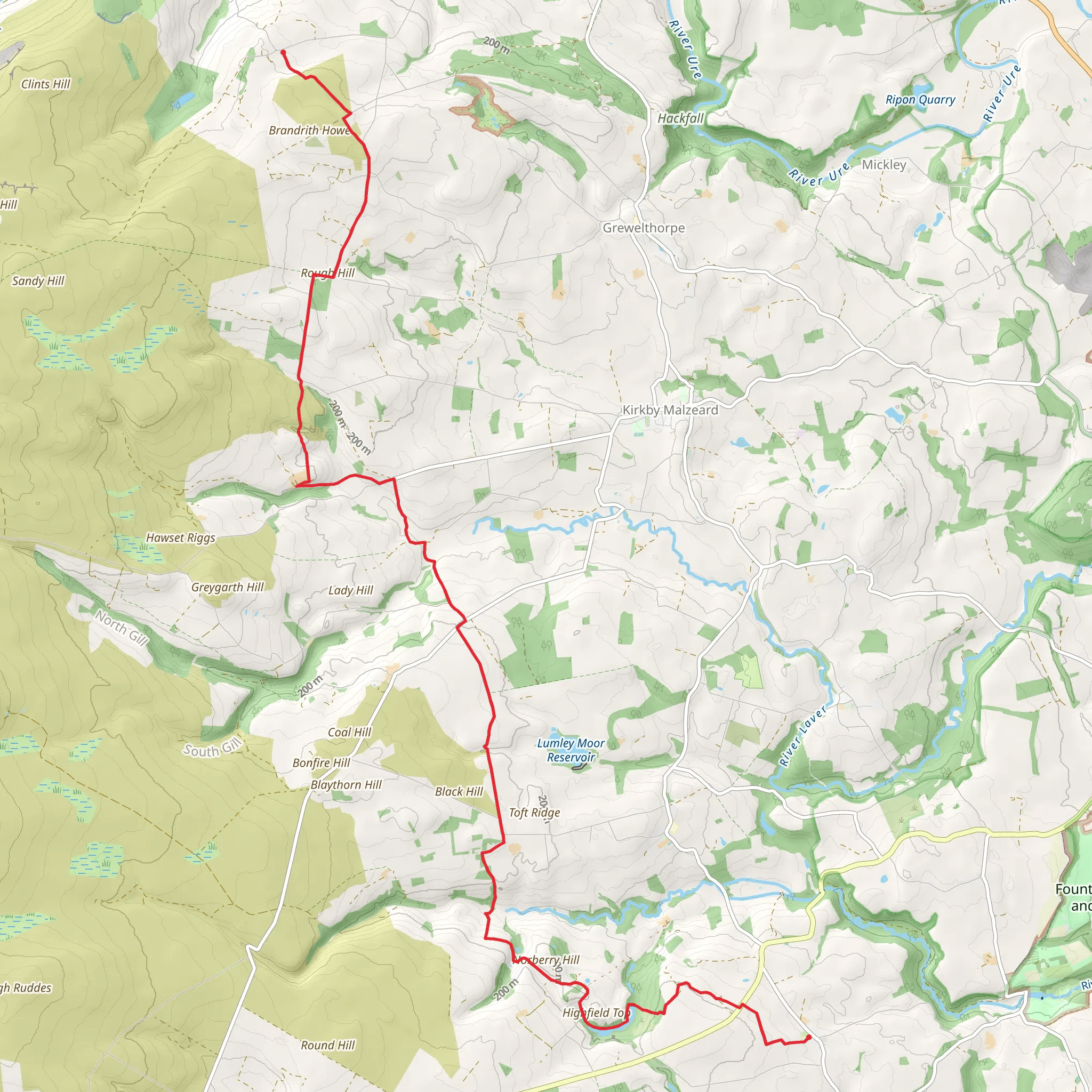 Ripon Rowel Walk Leg 3 - Sawley to Ilton mobile static map
