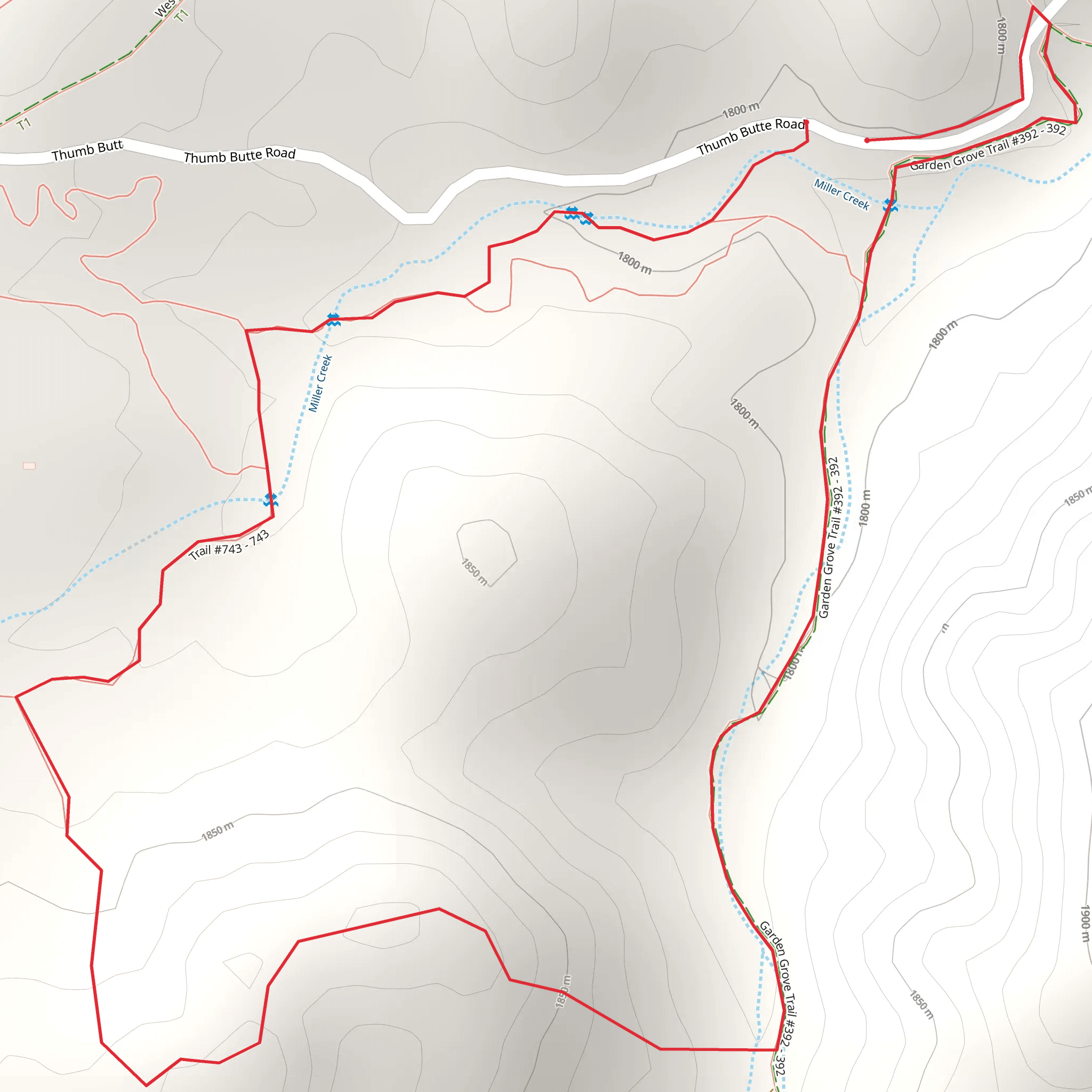 Miller Creek and Prescott Circle Loop Trail mobile static map
