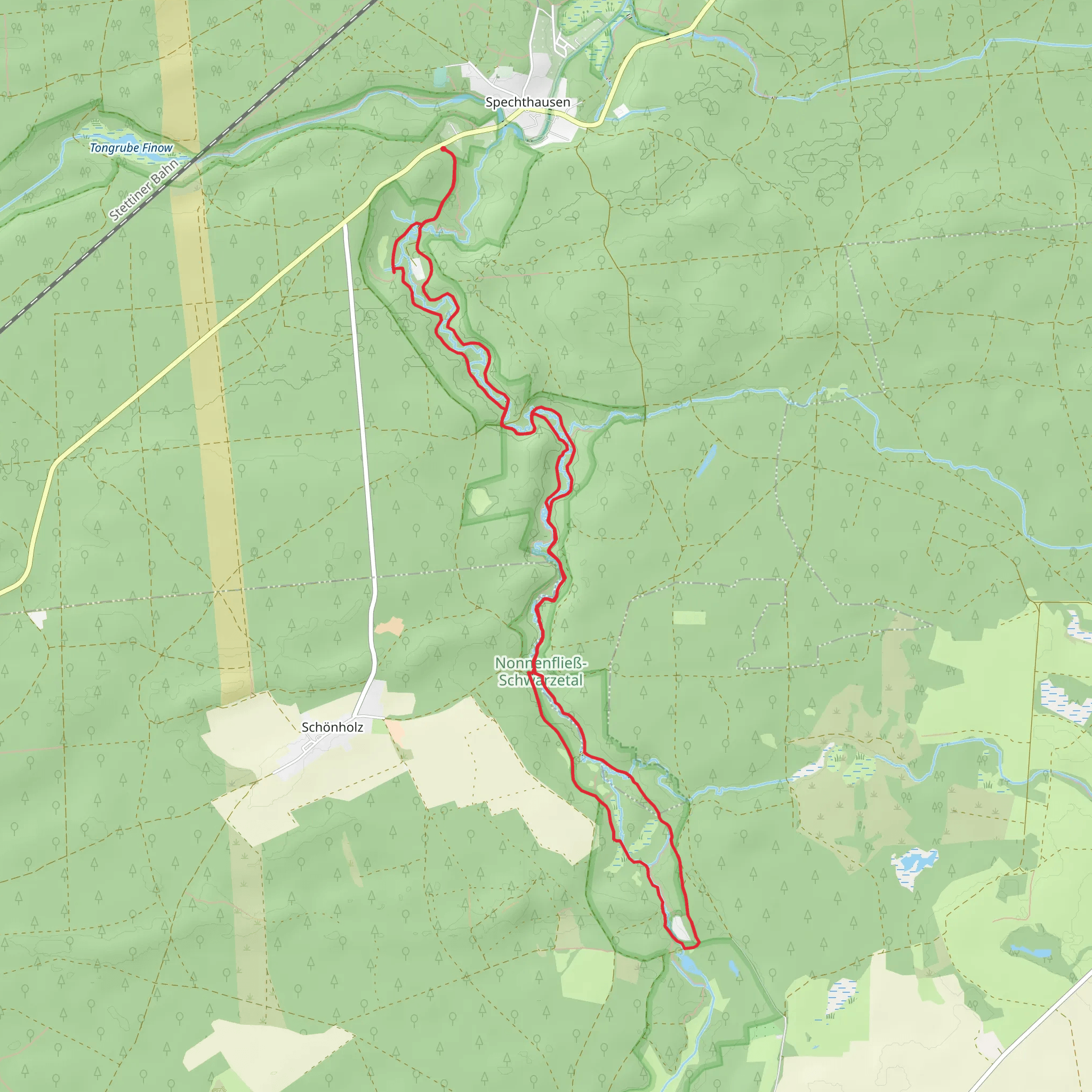 Nonnenfliess via Jakobsweg and Rund um die Schorfheide mobile static map