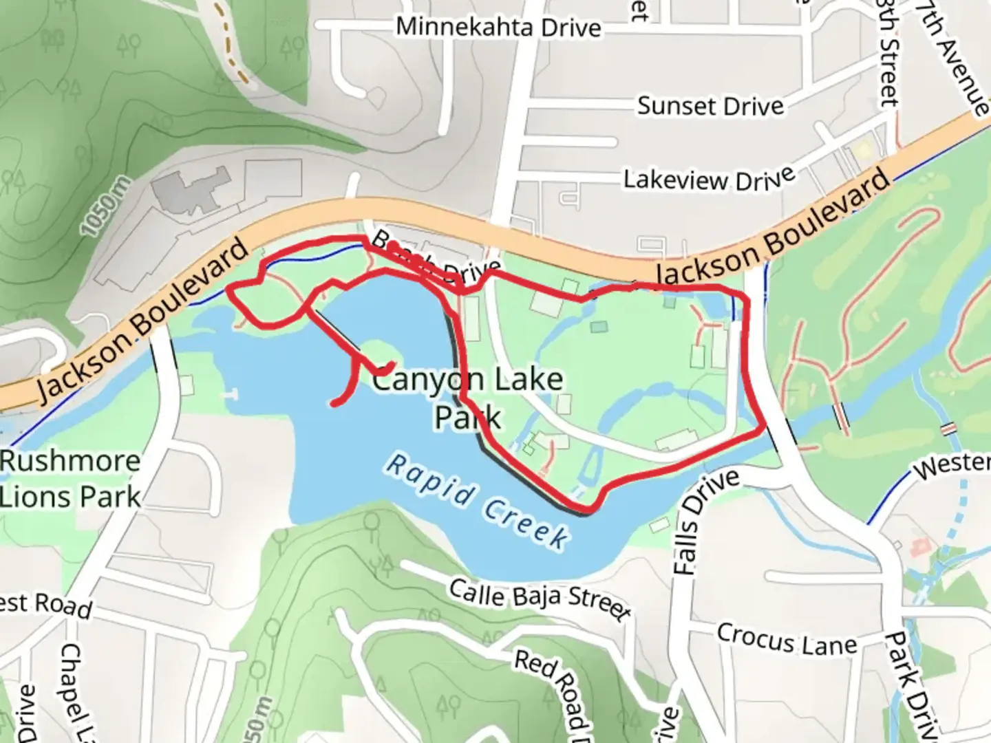 An image depicting the trail Rapid Creek Loop Path and its surrounding area.