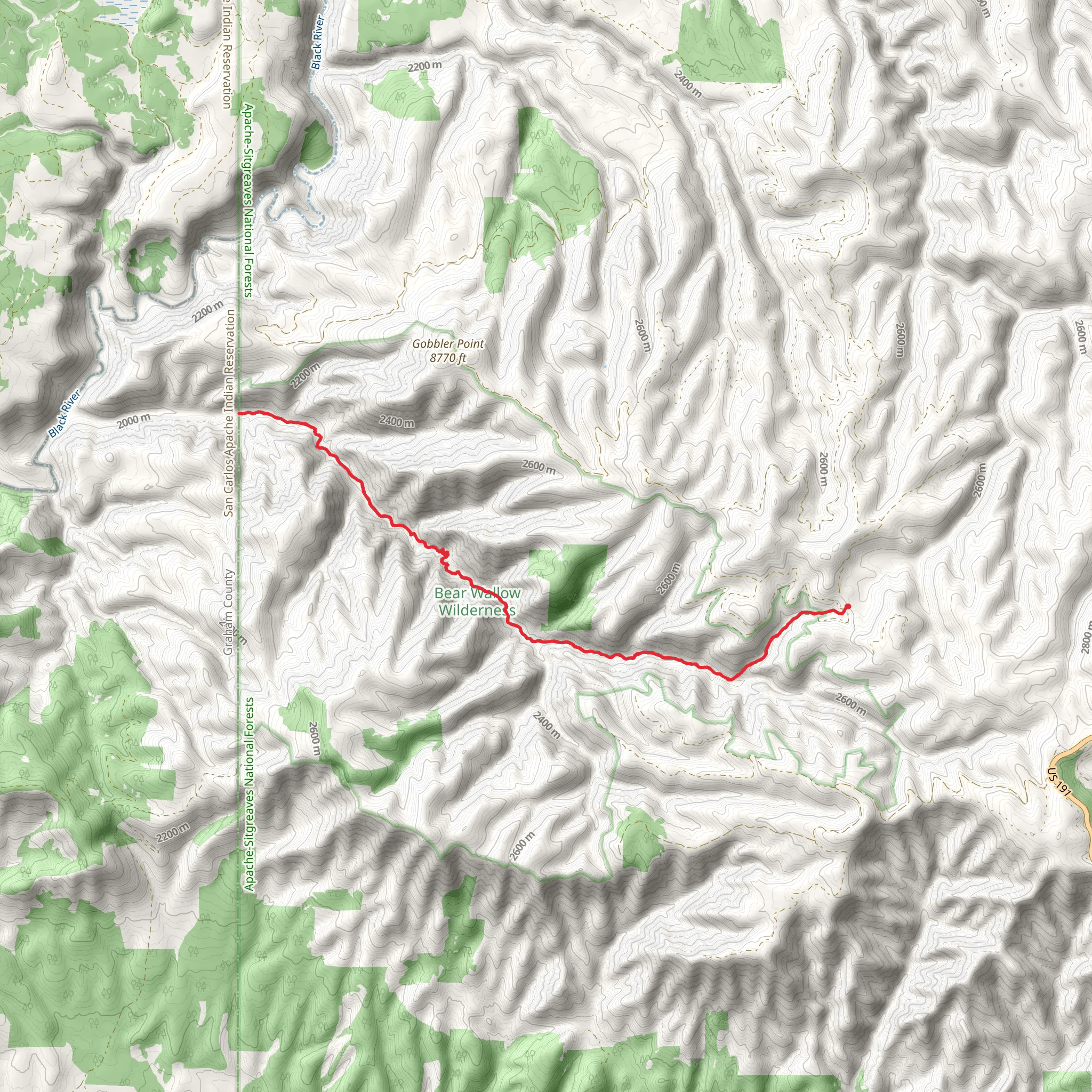 Bear Wallow Trail mobile static map