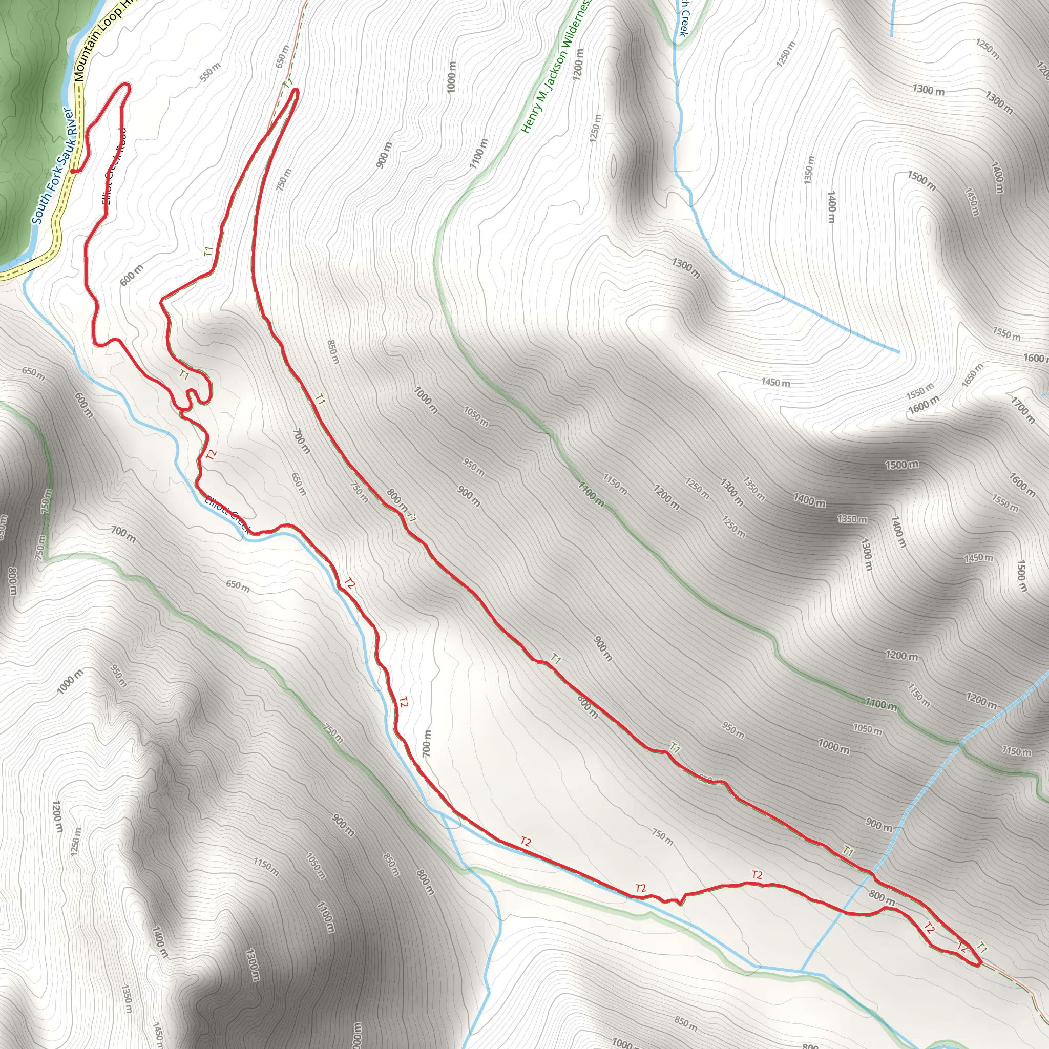 Lower Elliott and Upper Elliott Loop Trail mobile static map