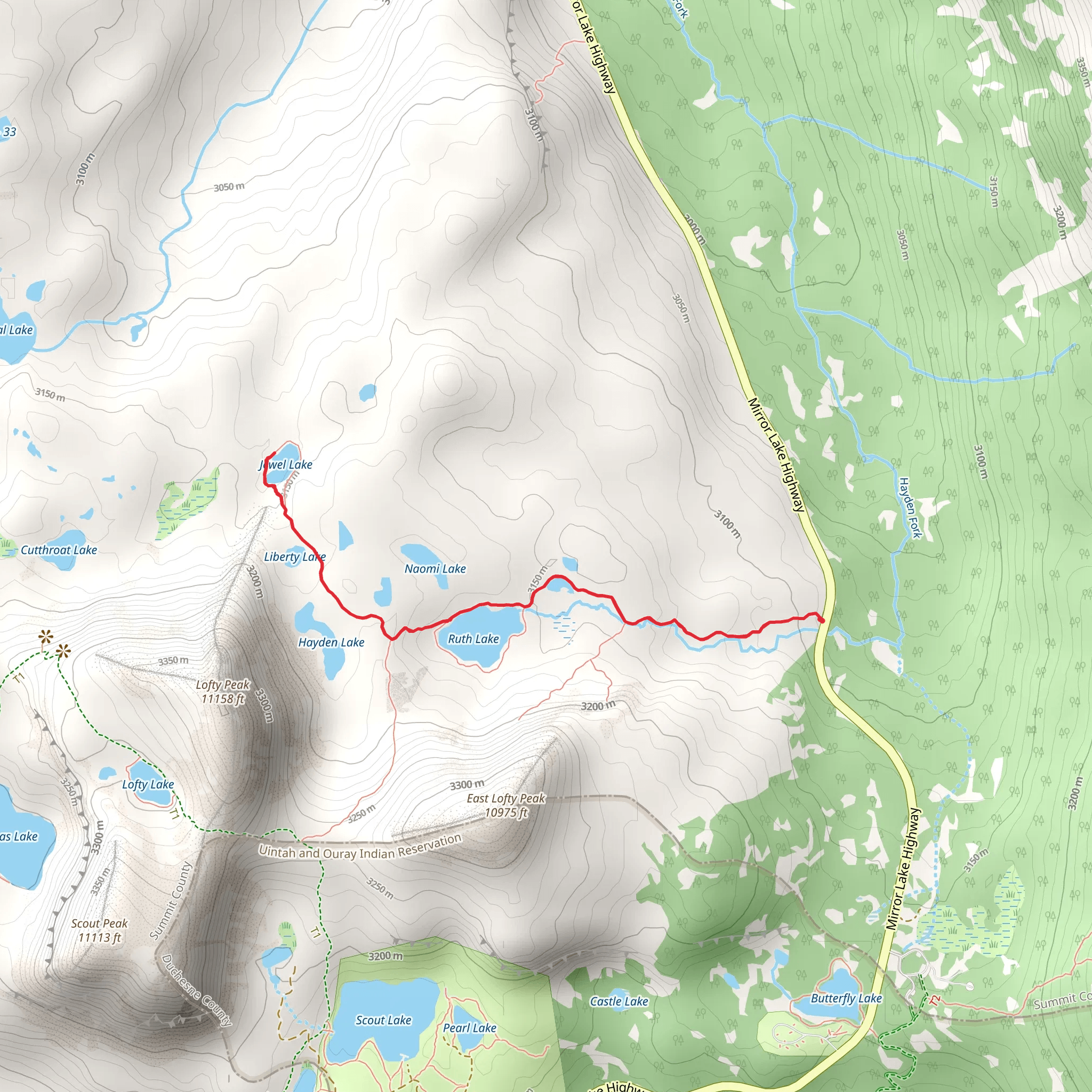 Jewel Lake via Ruth Lake Trail mobile static map