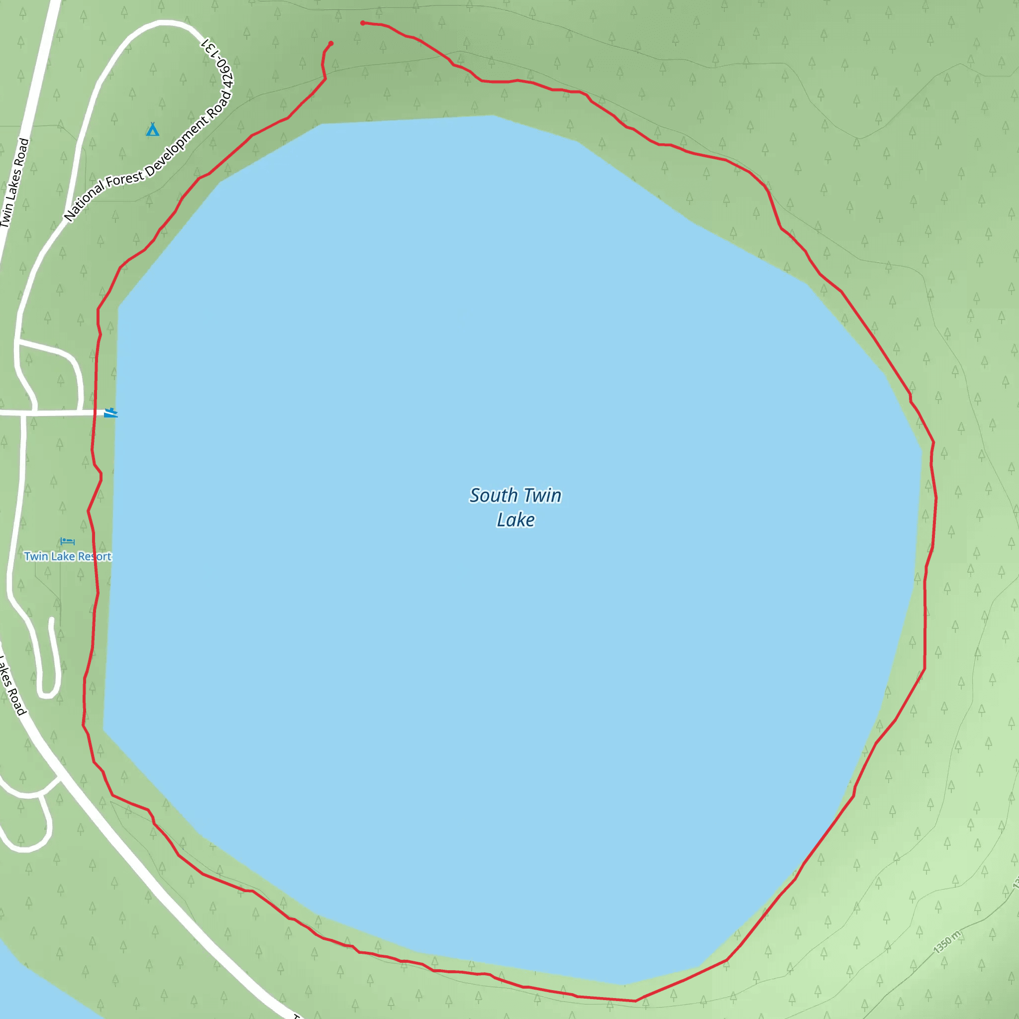 South Twin Lake Trail mobile static map