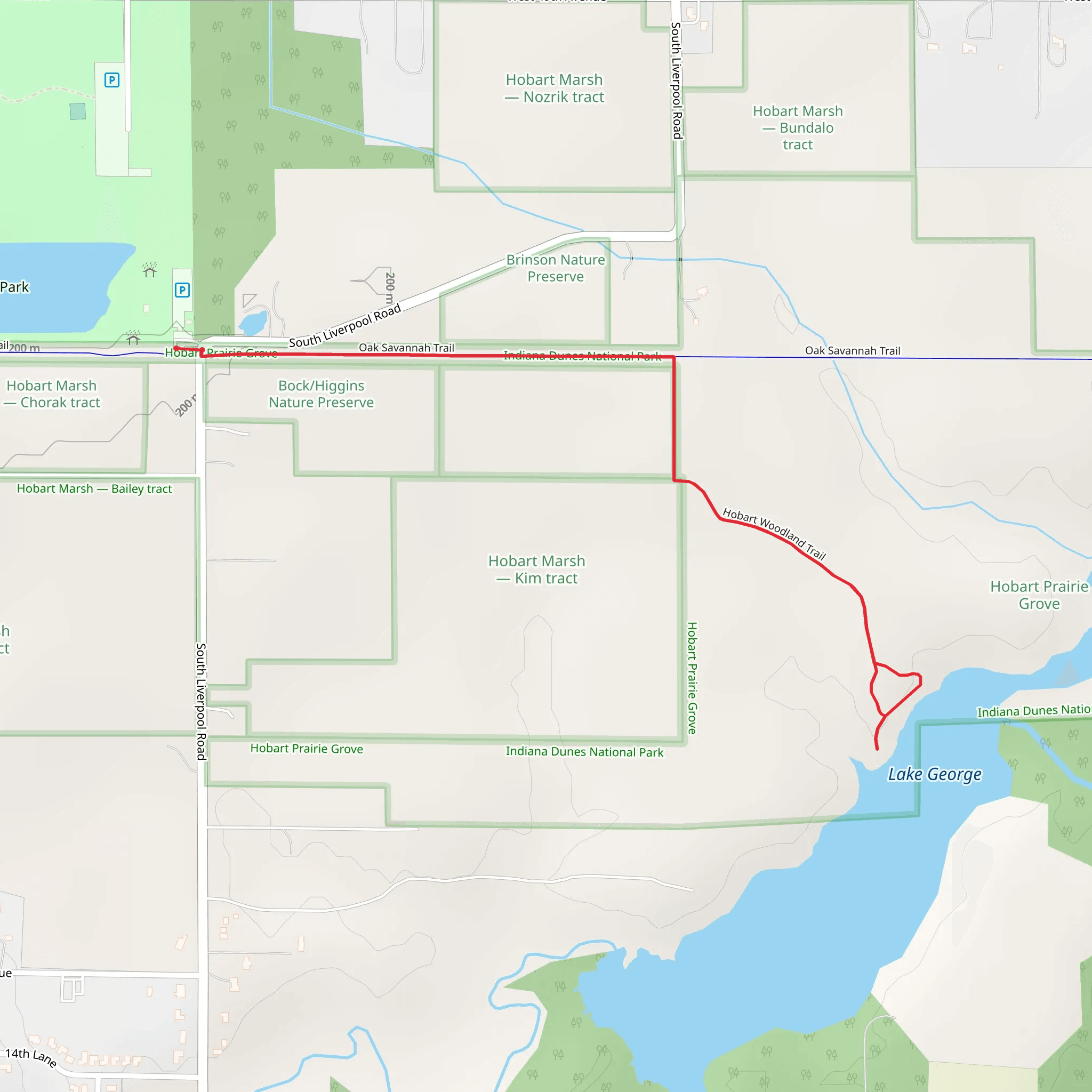 Hobart Woodland Trail mobile static map