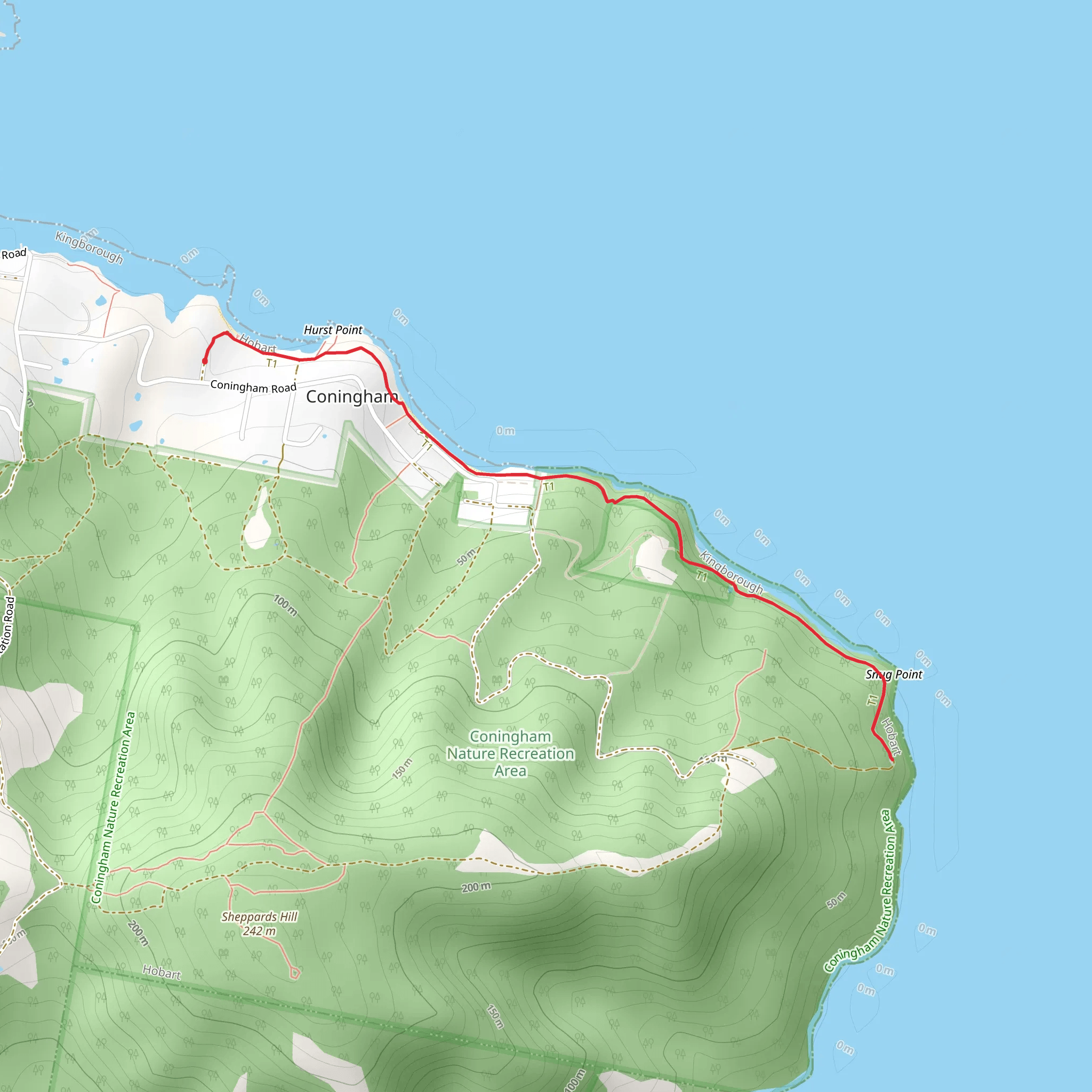 Coningham Clifftop Track mobile static map