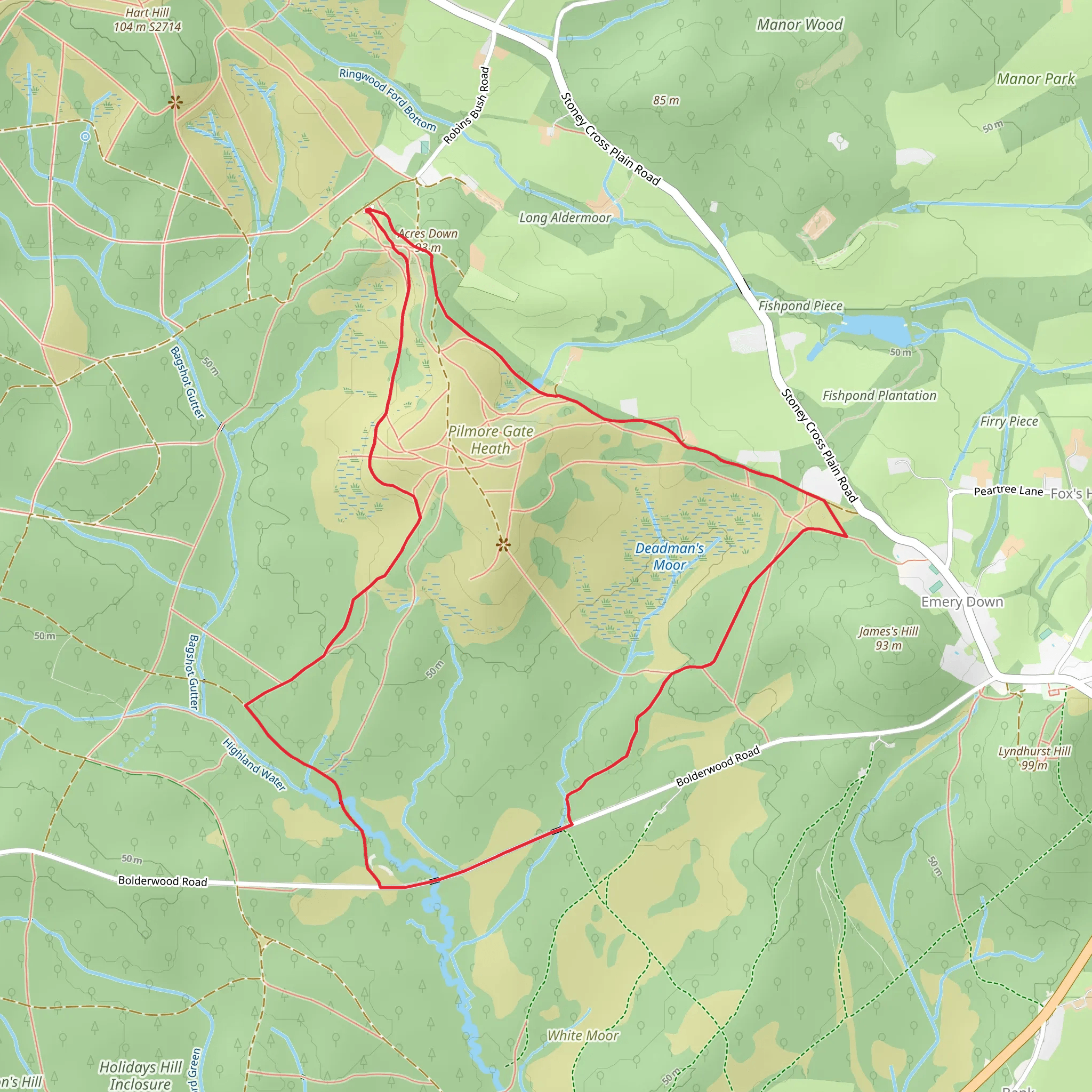 Broom Hill and Millyford Green Loop mobile static map
