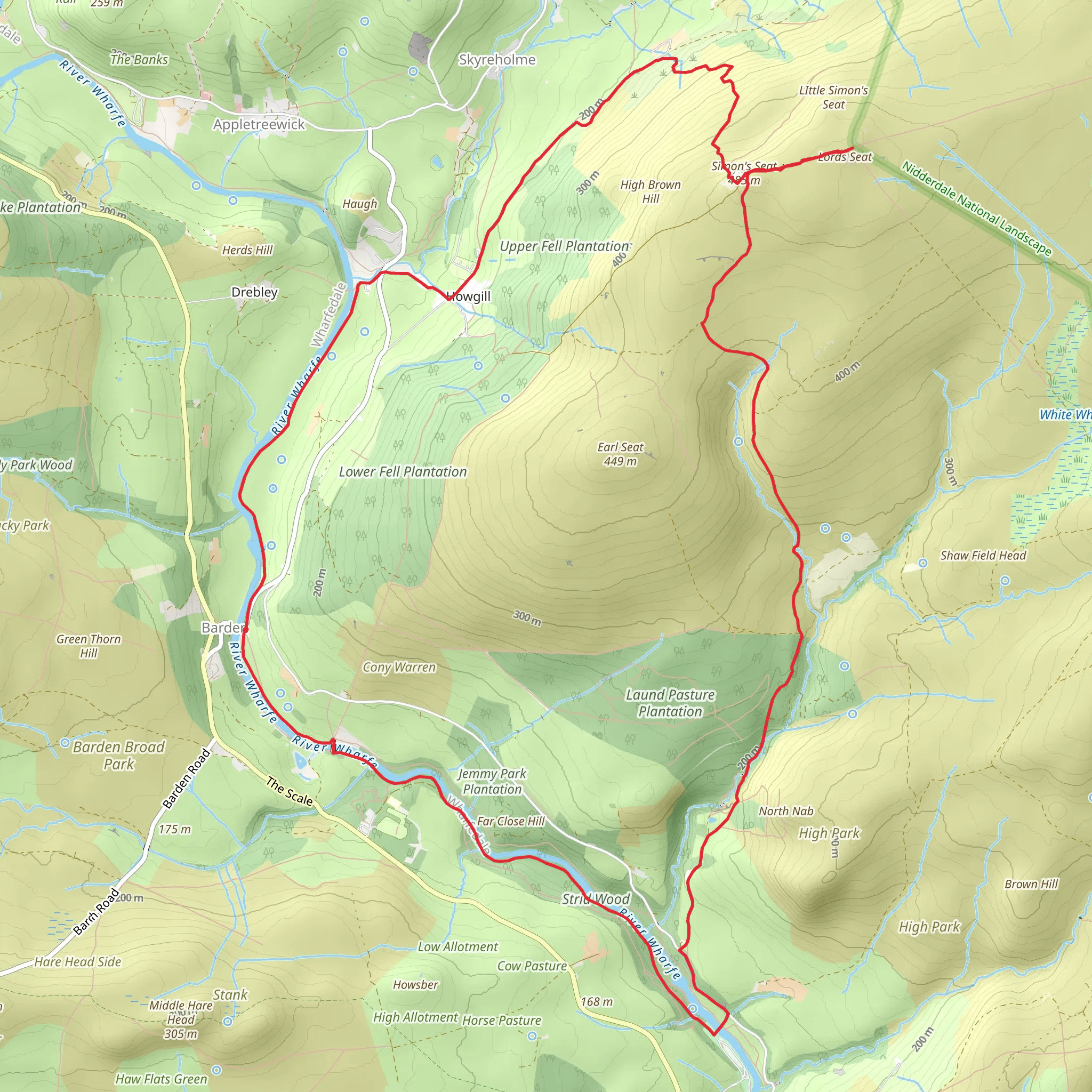 Simon's Seat from Bolton Abbey mobile static map