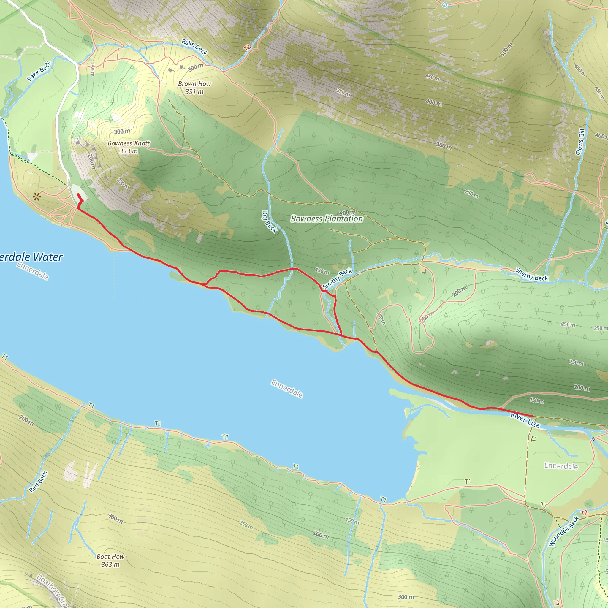 Ennerdale Water via Smithy Beck Trail mobile static map