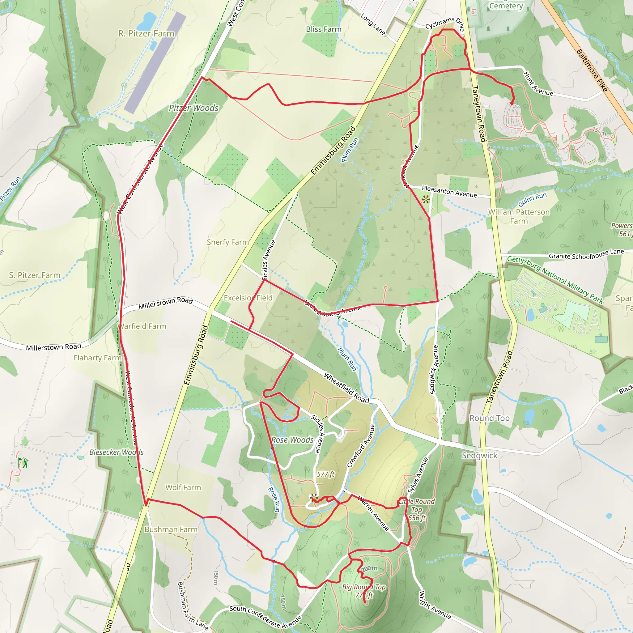 Stony Hill, Little Round and Spangler's Woods Loop mobile static map