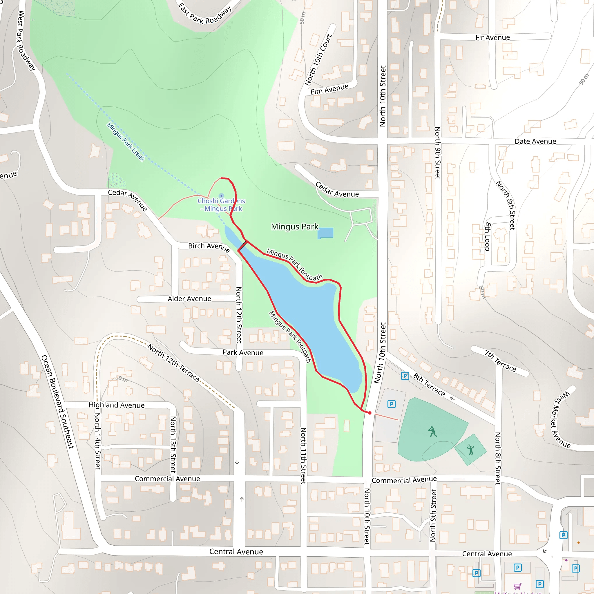 Mingus Park Footpath Loop mobile static map