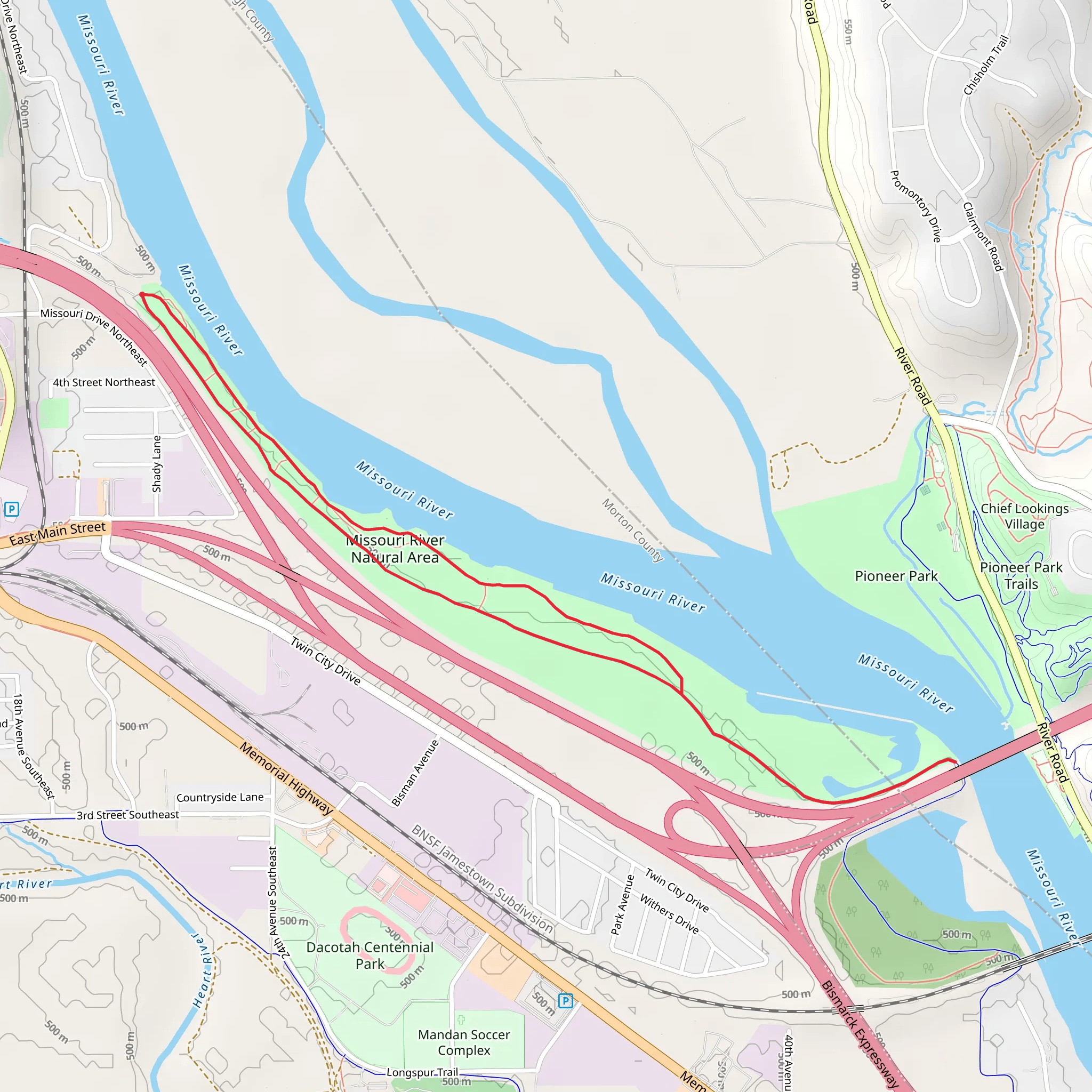 Missouri River Natural Area Long Loop mobile static map