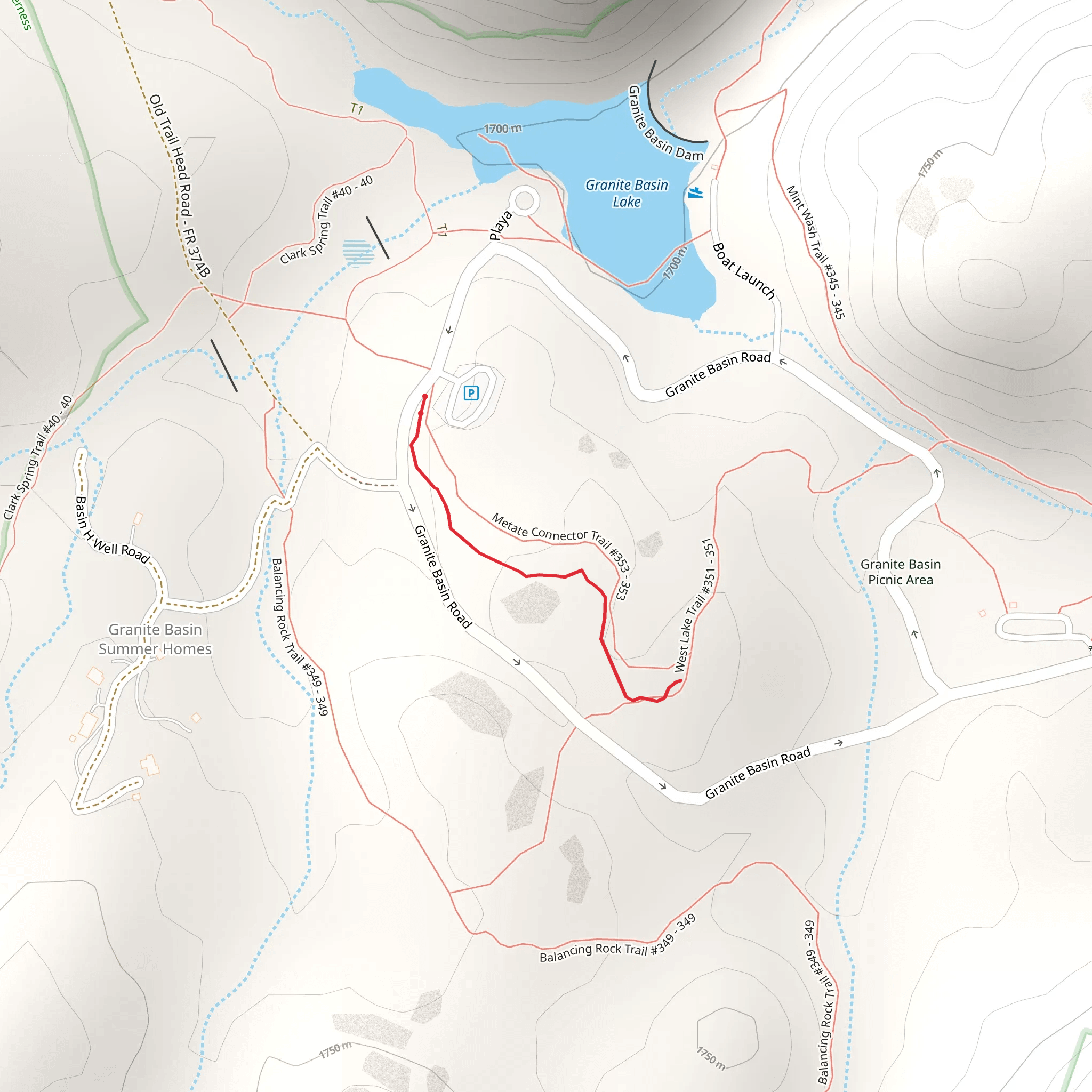 Metate Connector Trail mobile static map