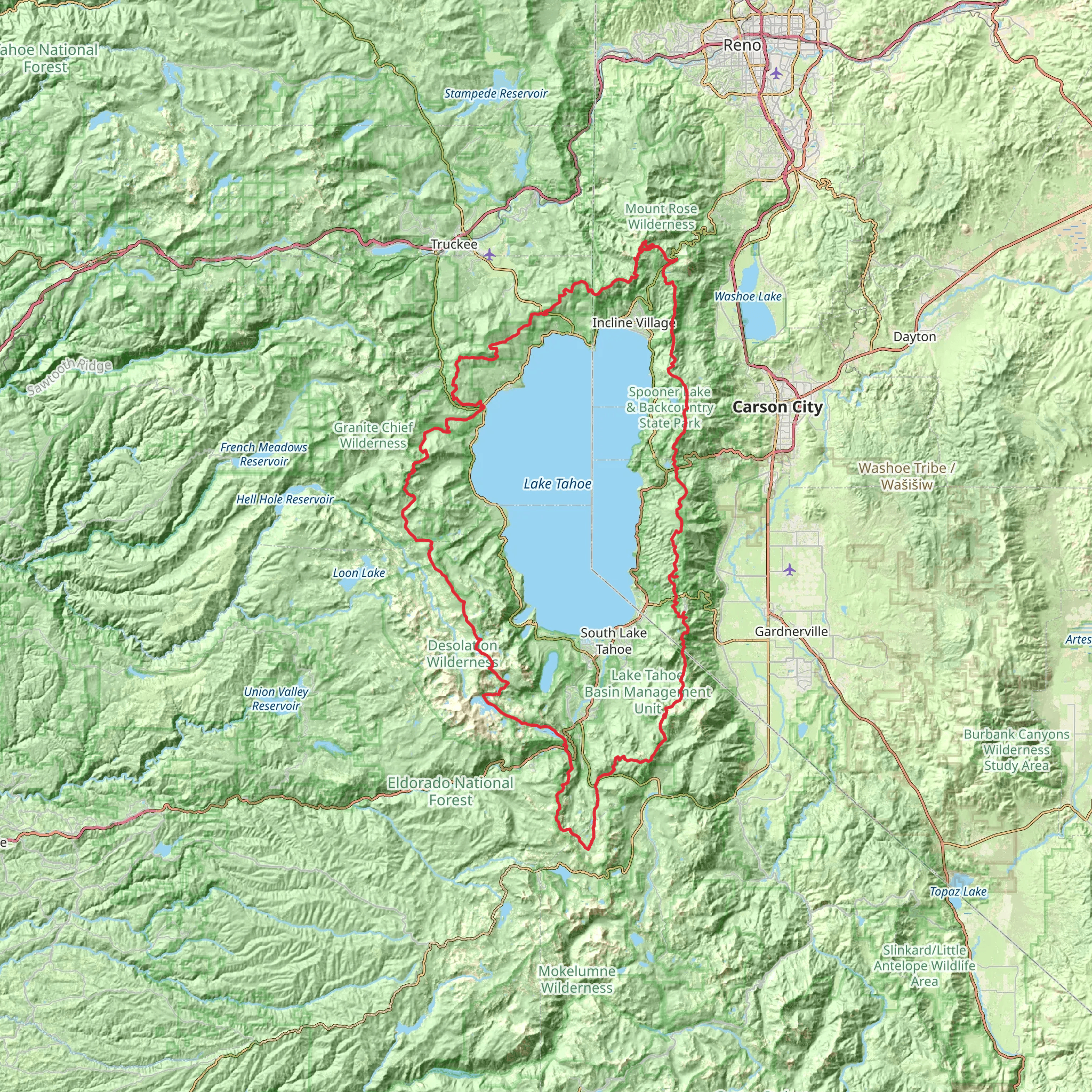 Tahoe Rim Trail mobile static map