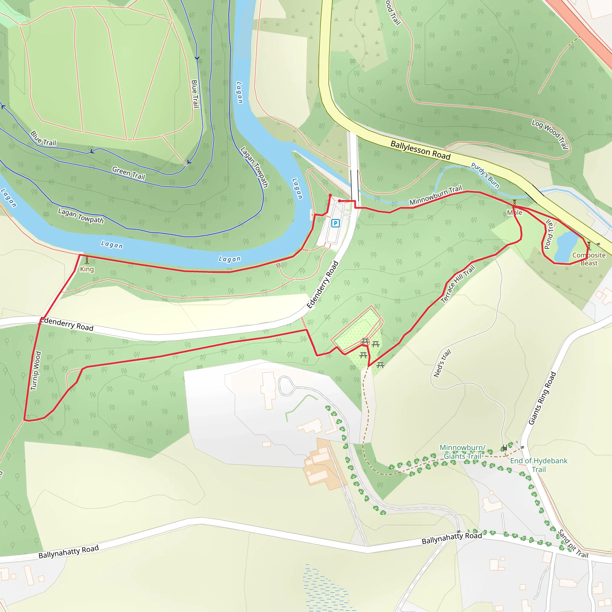 Terrace Hill Trail at Minnowburn mobile static map