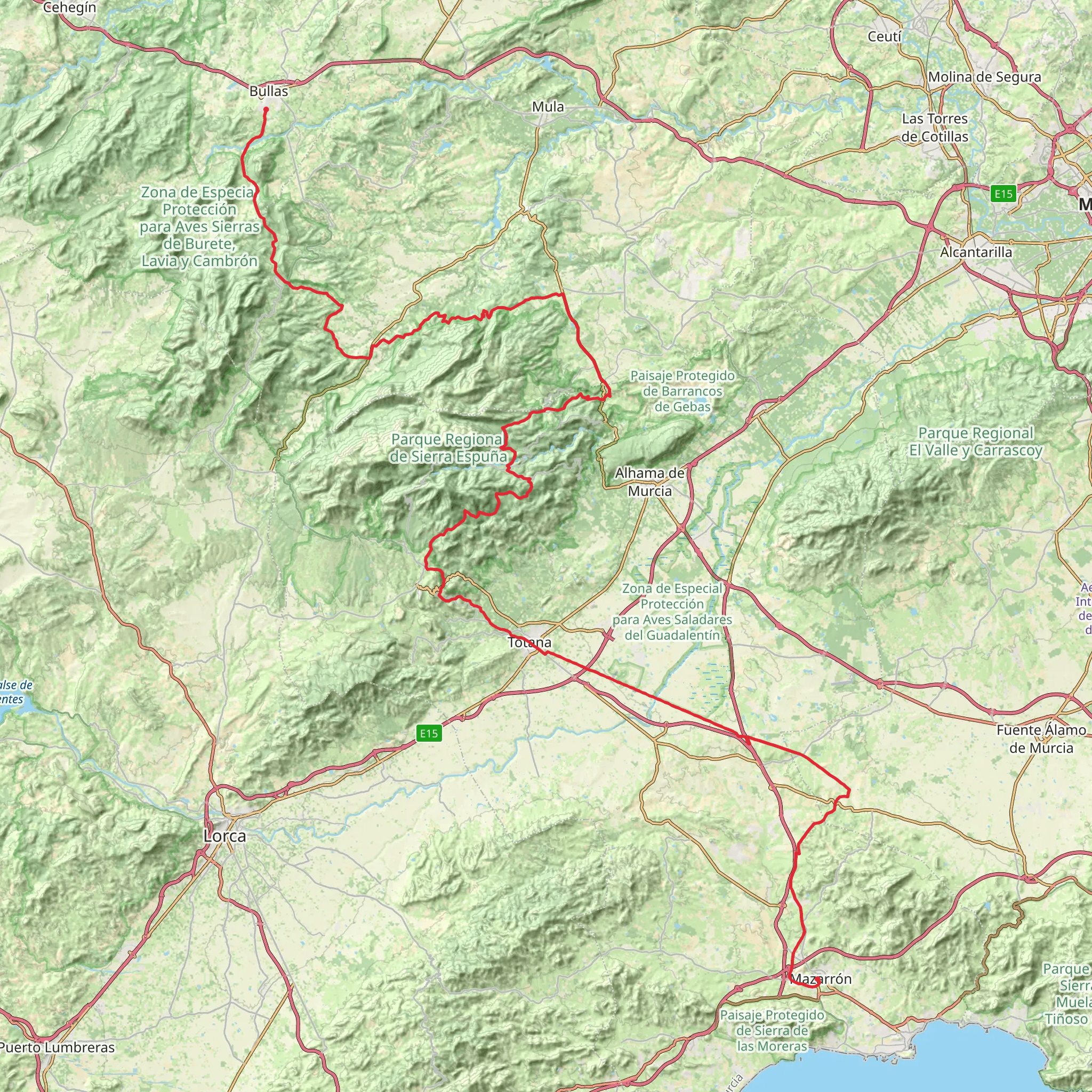 GR 252 Camino de la Cruz del Bajo Guadalentín mobile static map