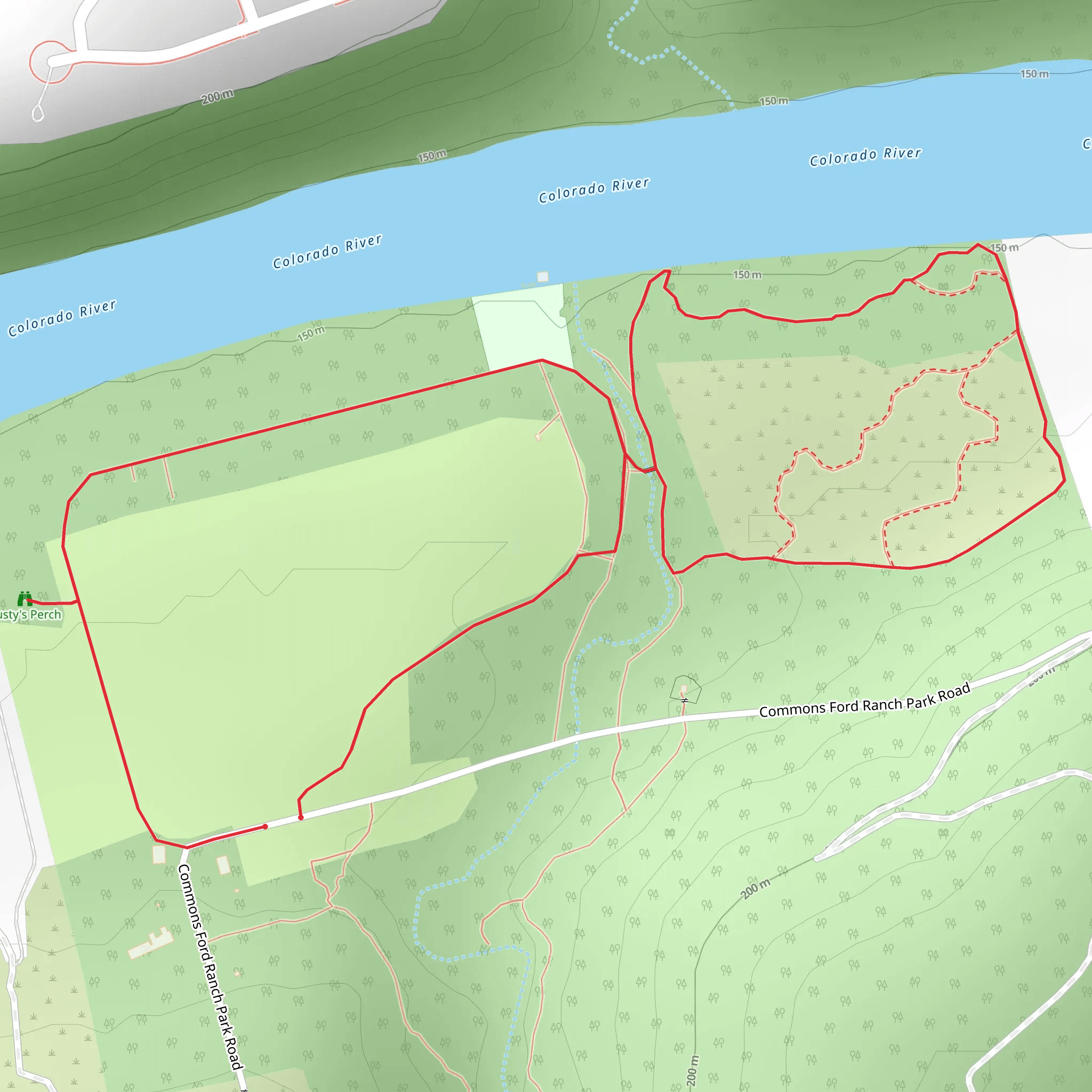 Colorado River and Commons Ford ranch Metropolitan Park Loop mobile static map