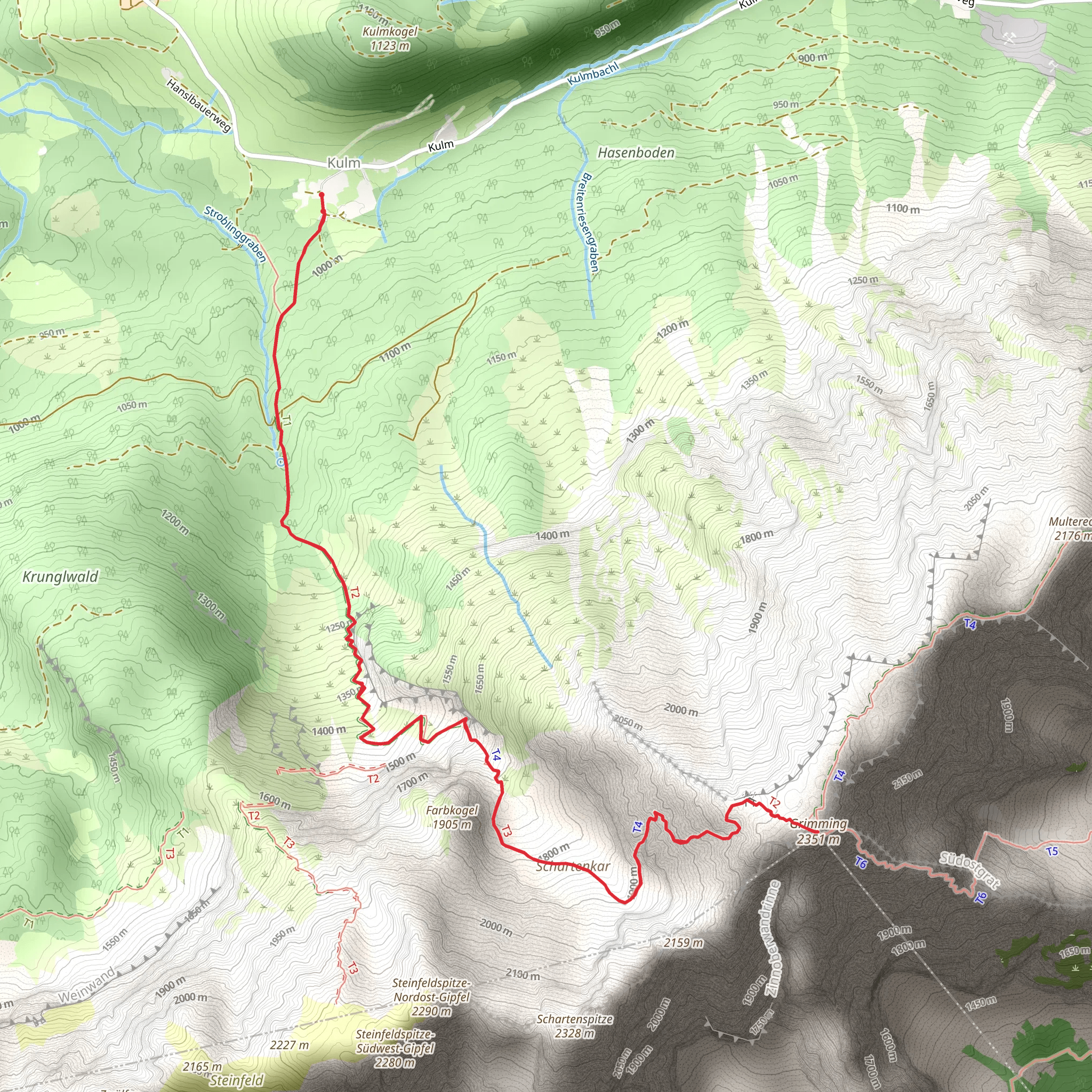 Summit Grimming via Klachau-Kulm mobile static map