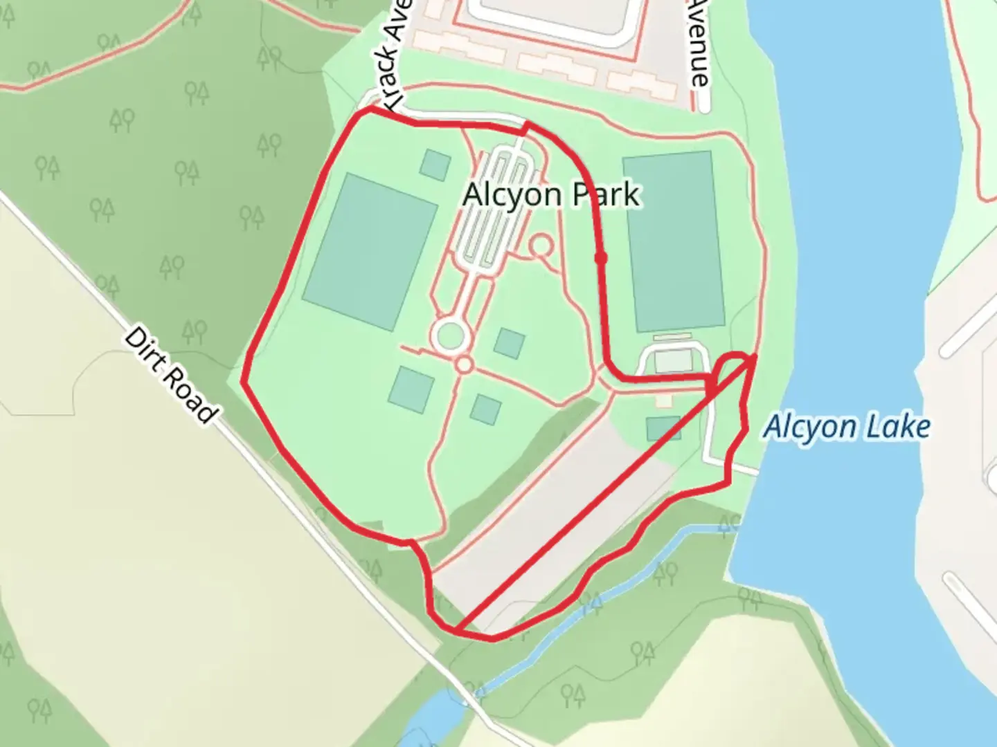 An image depicting the trail Track Avenue Loop and its surrounding area.