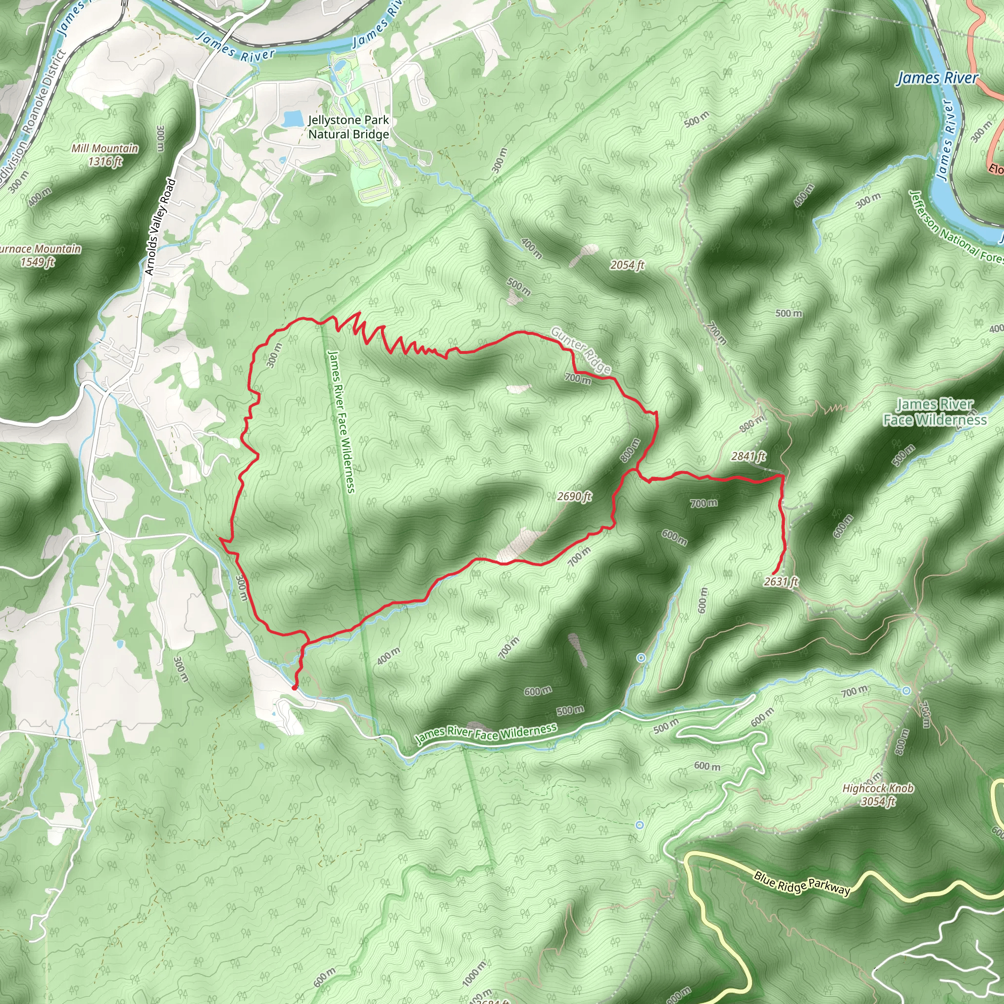 Belfast and Gunter Ridge Loop Trail mobile static map