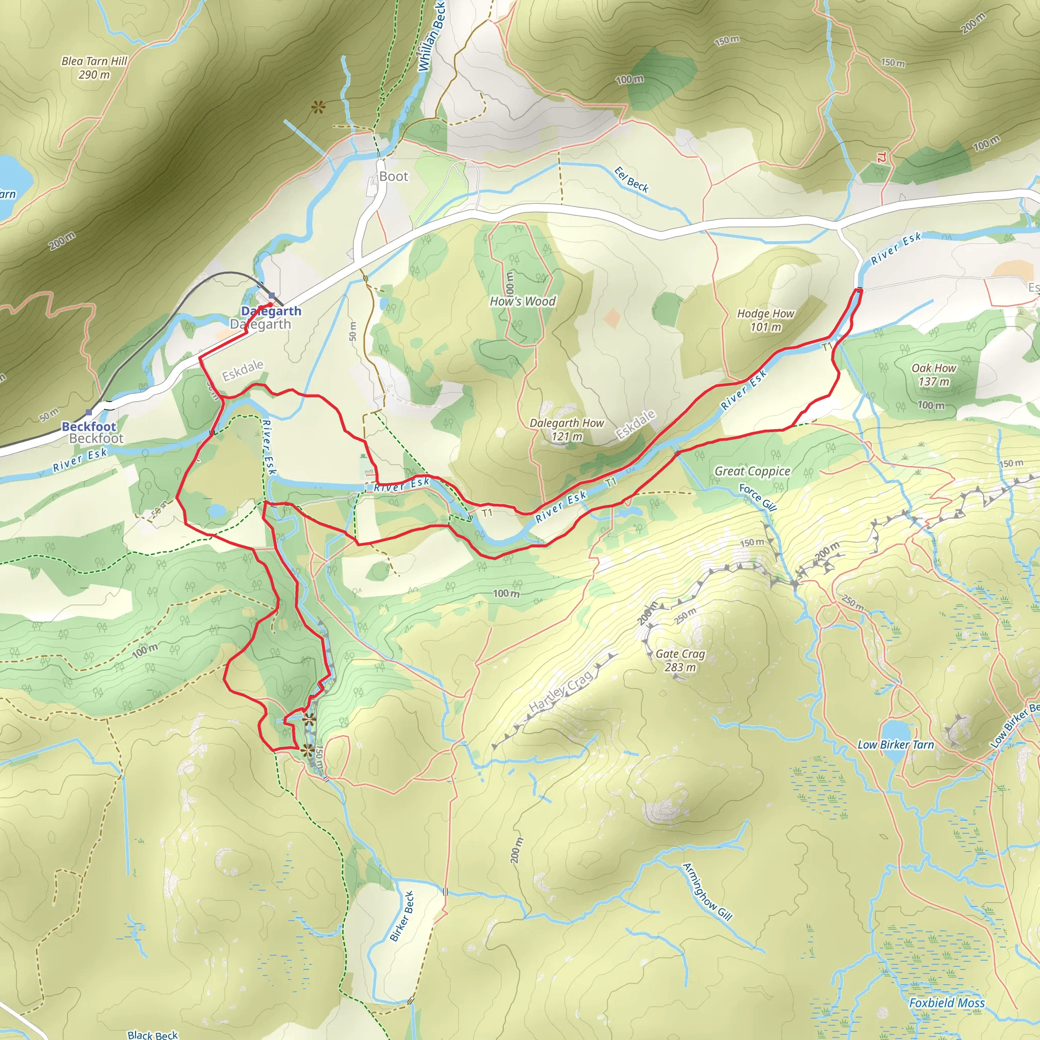 Stanley Ghyll Waterfall Loop mobile static map