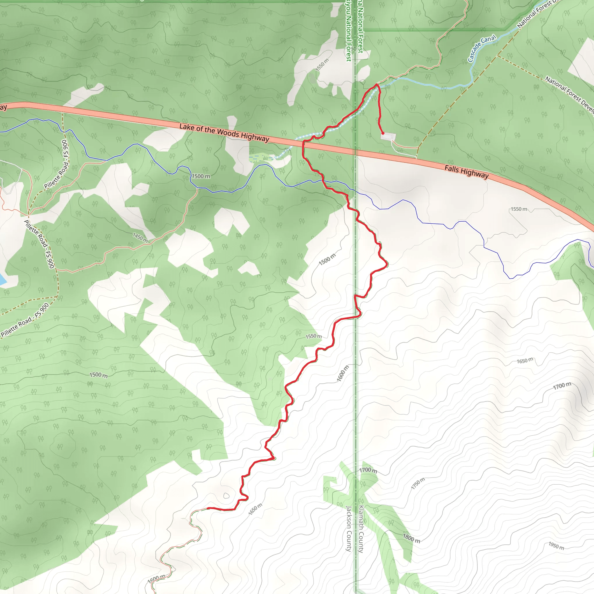 Pacific Crest Trail via Fish Lake Tie Nordic mobile static map
