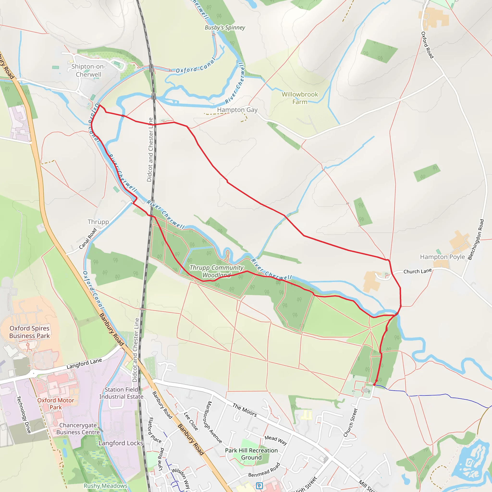 Kidlington Circular Walk mobile static map