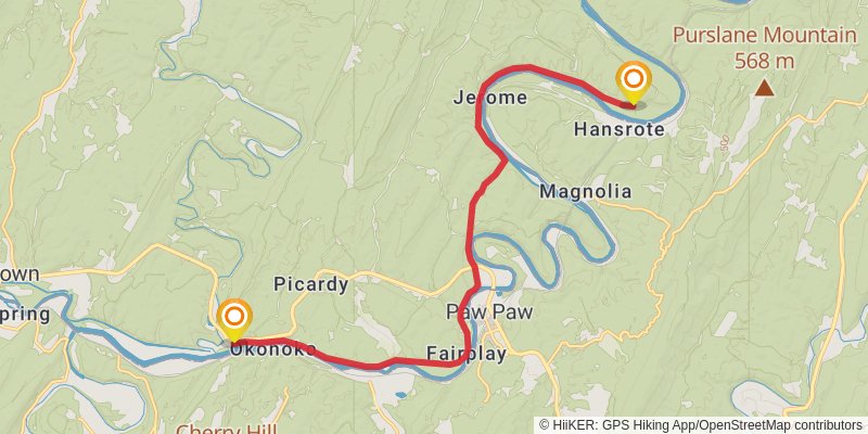 Chesapeake & Ohio Canal Trail stage 12 Map