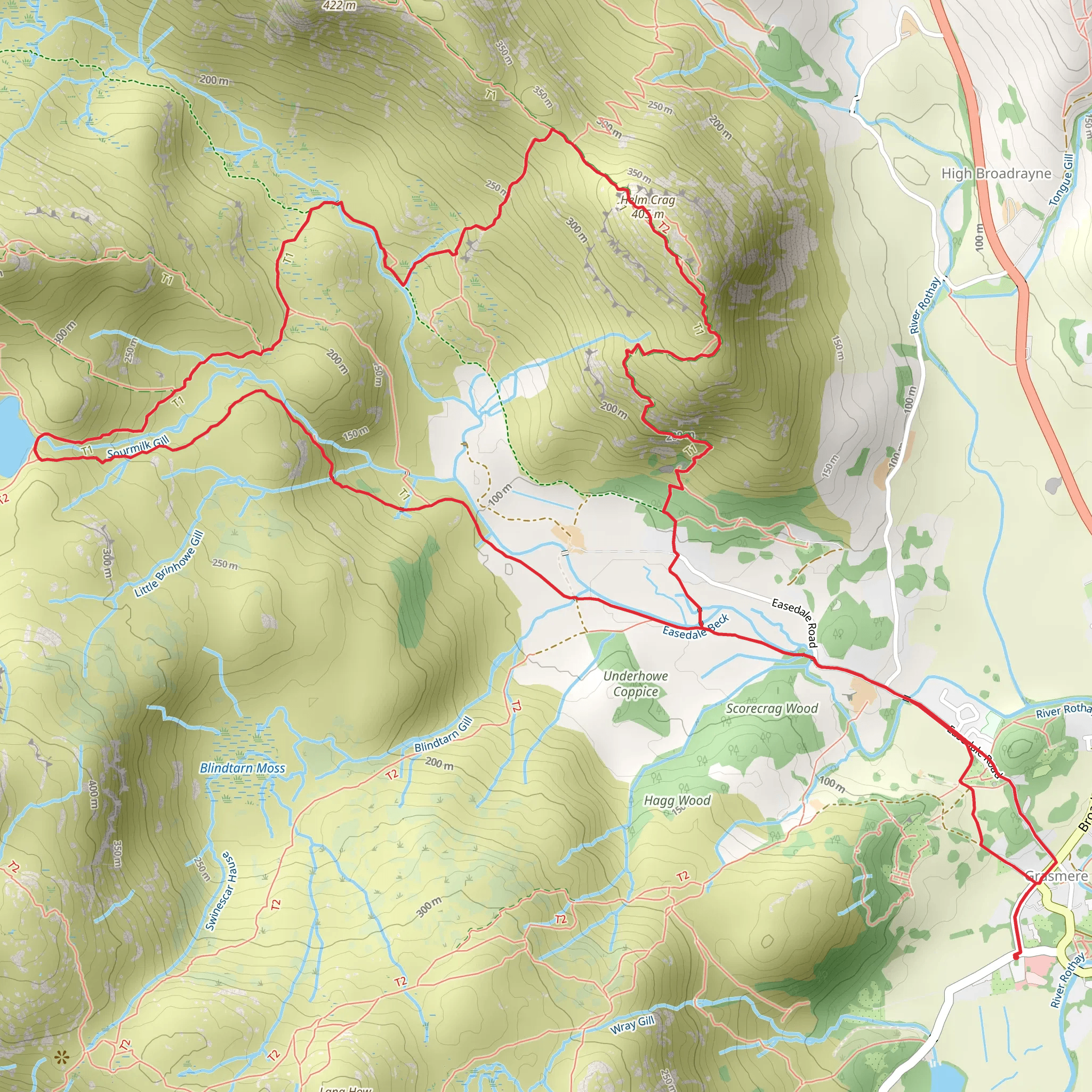 Easedale Tarn and Jackdaw Crag Loop mobile static map