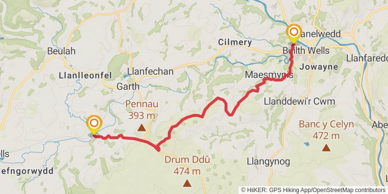Heart of Wales Line Trail stage 6 Map