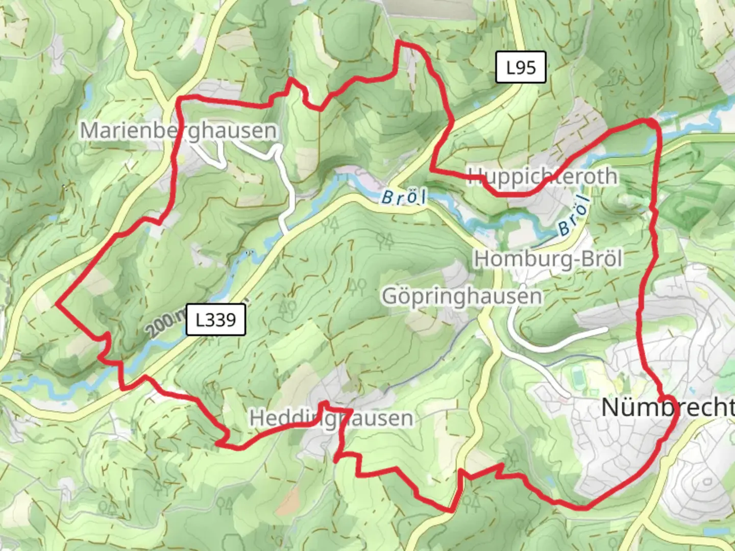 An image depicting the trail Schloss Homburg to Heddinghausen Loop and its surrounding area.