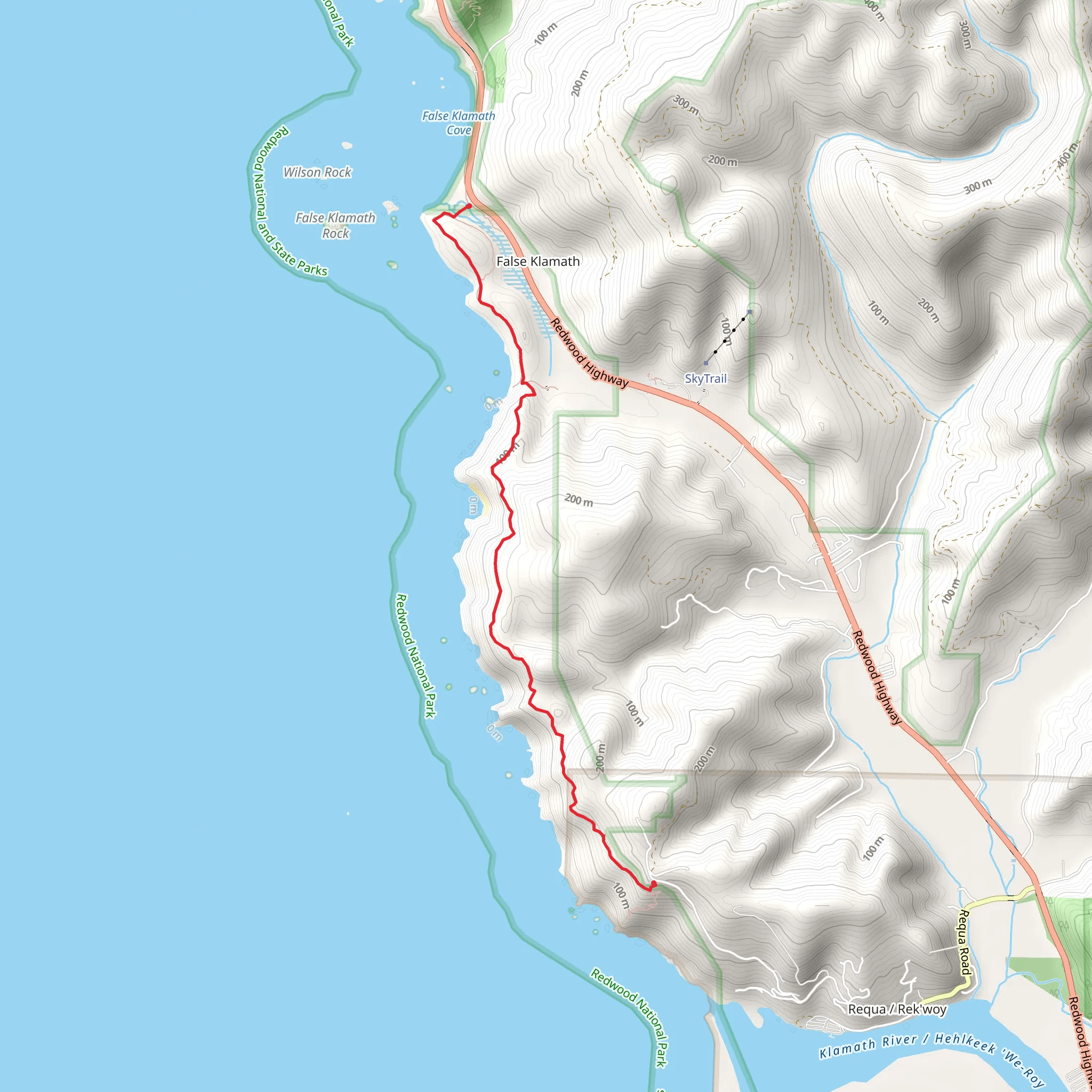 Coastal Trail and Yurok Loop Trail mobile static map