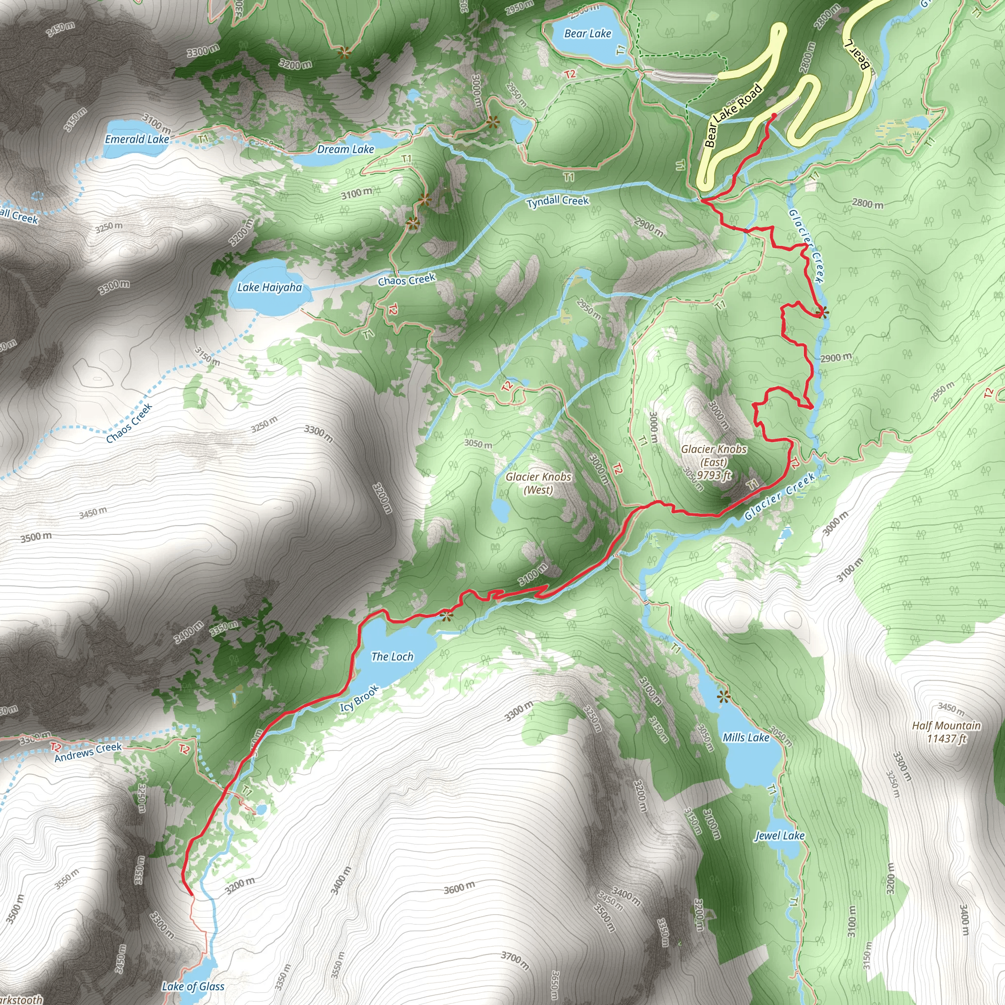 Timberline Falls Trail mobile static map