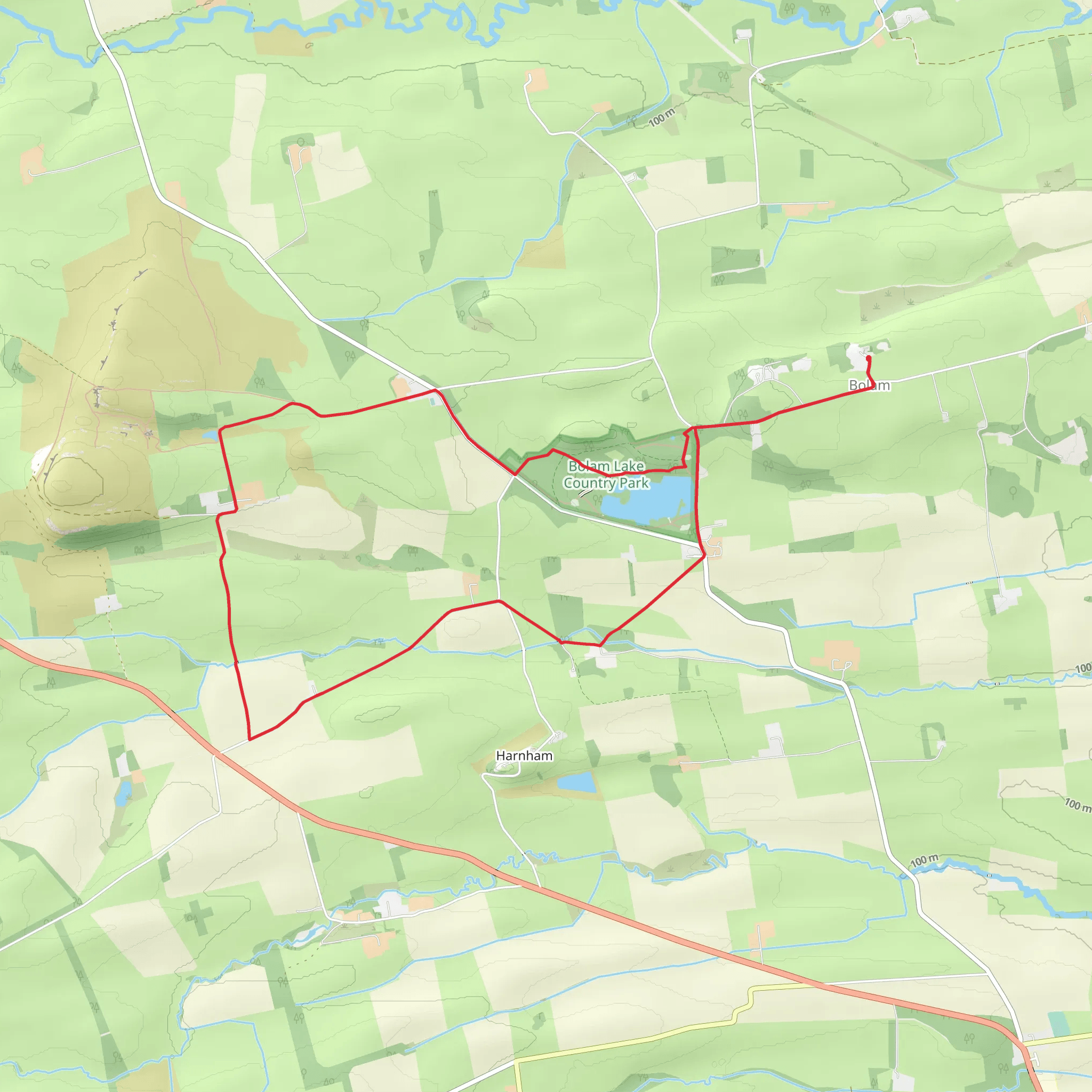 Bolam Lake Country Park and Woodland Loop mobile static map