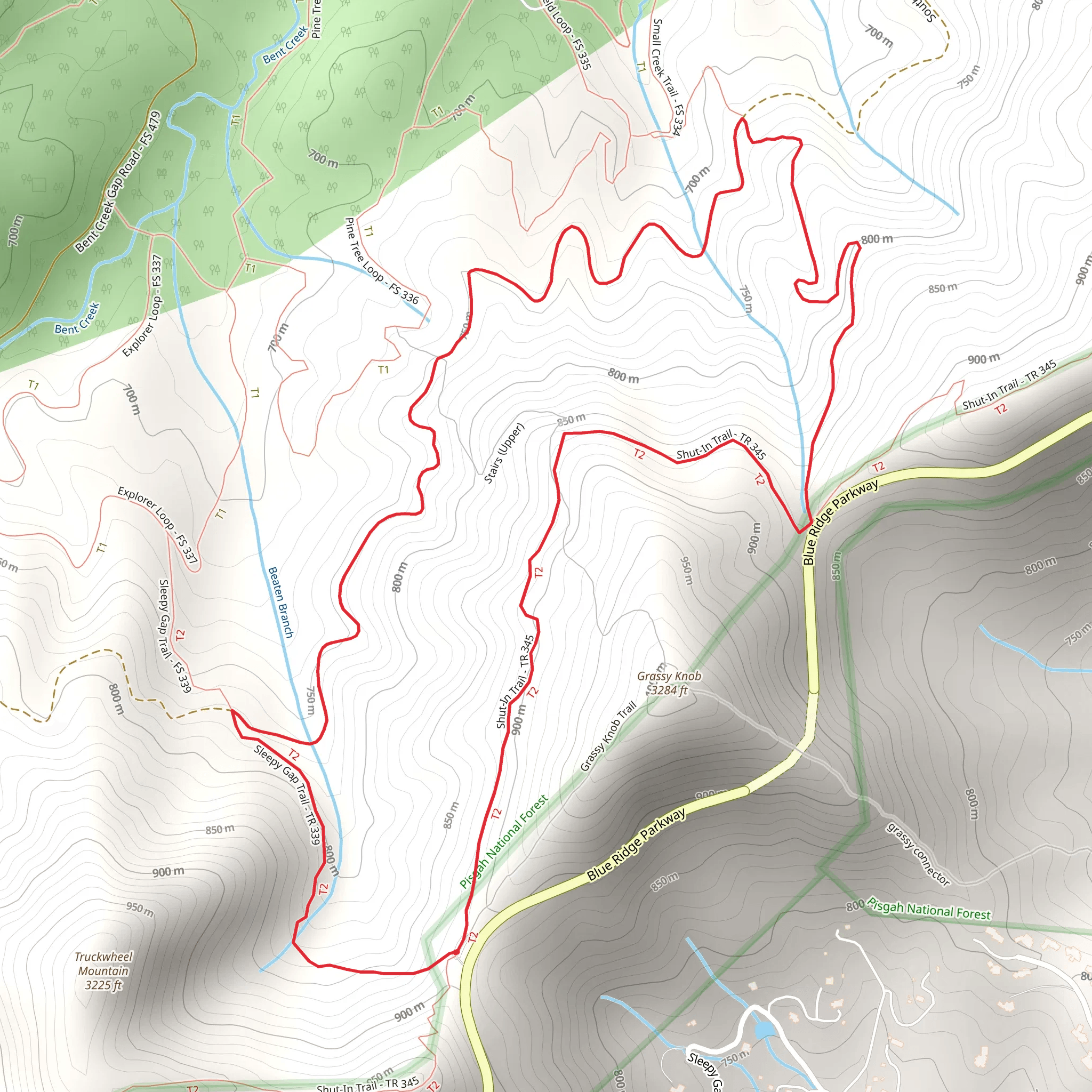 Sleepy Gap and Shut in Trail mobile static map