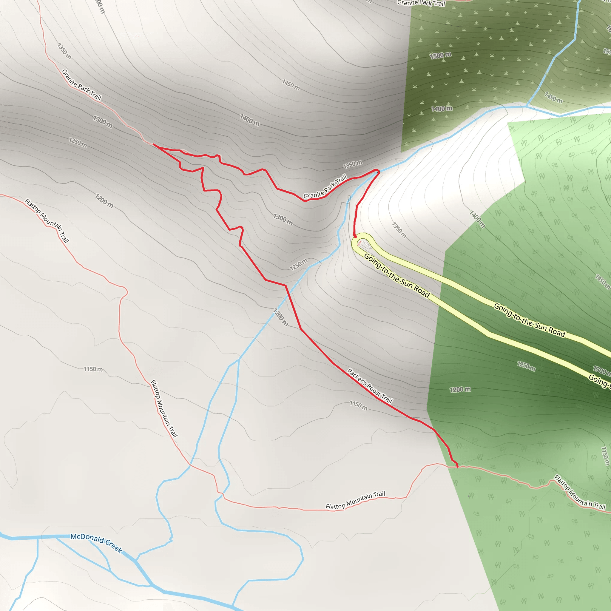 Granite Park - Flattop Mountain Connector Trail mobile static map